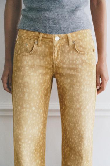 Animal print straight-leg jeans — Sand 4