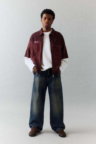 Double sleeve waffle-knit shirt — Burgundy 4
