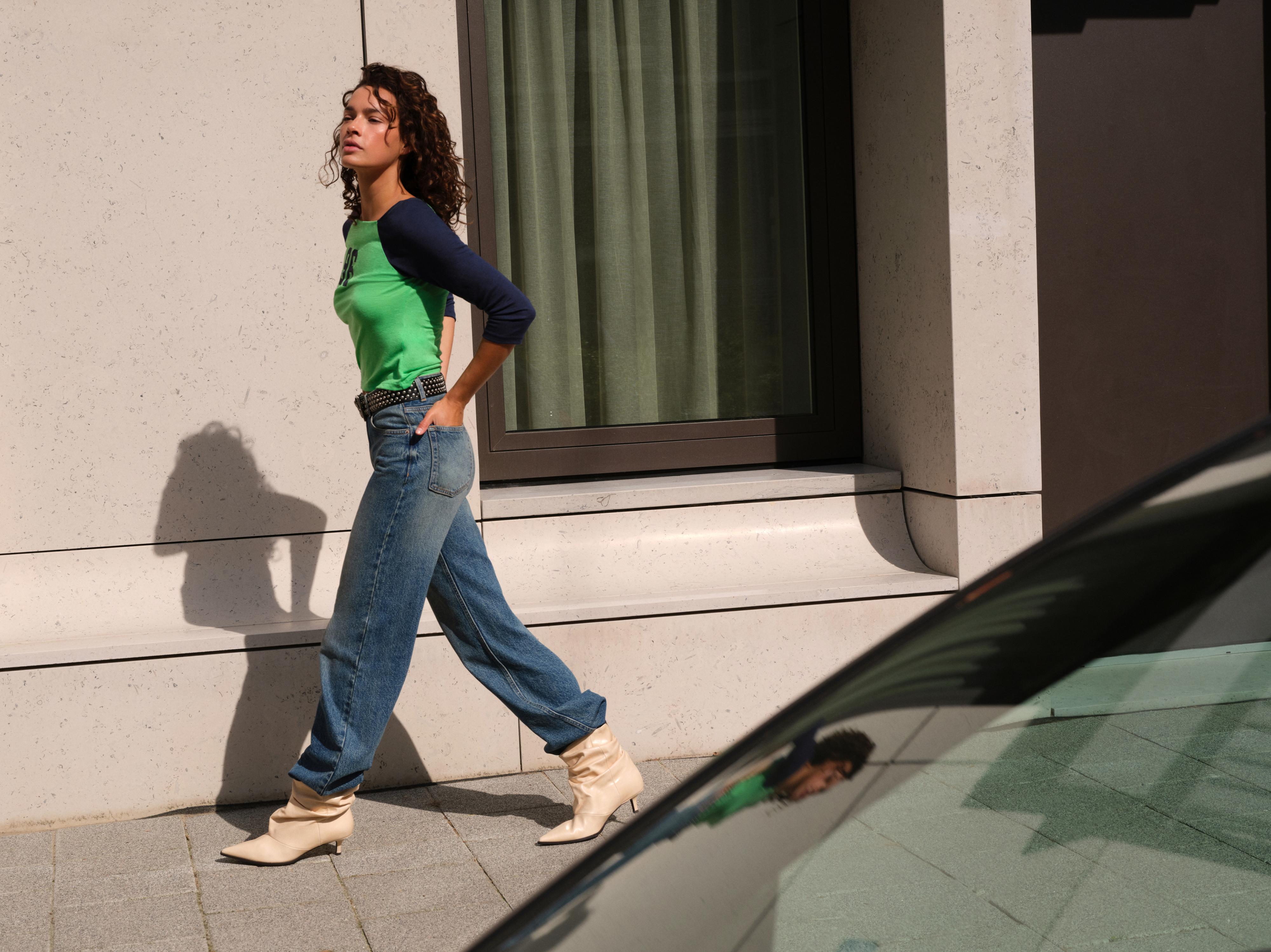 Raglan sleeve graphic T-shirt — Green