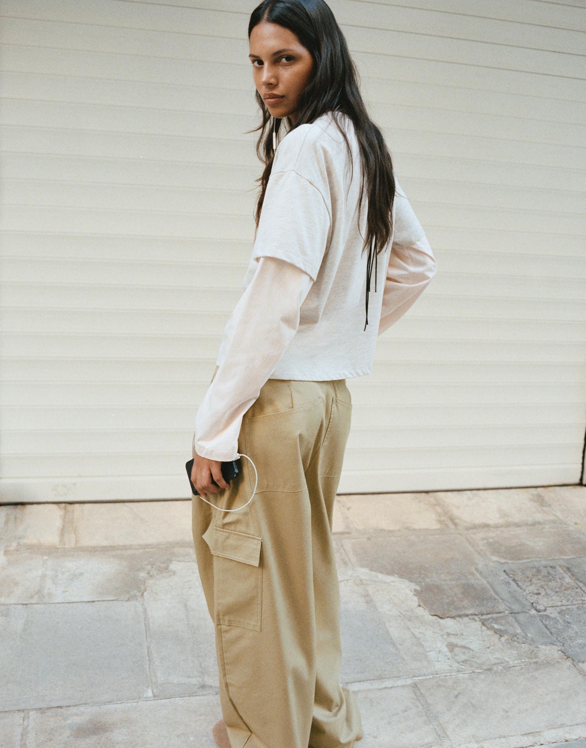 Balloon cargo trousers with belt — Dark camel