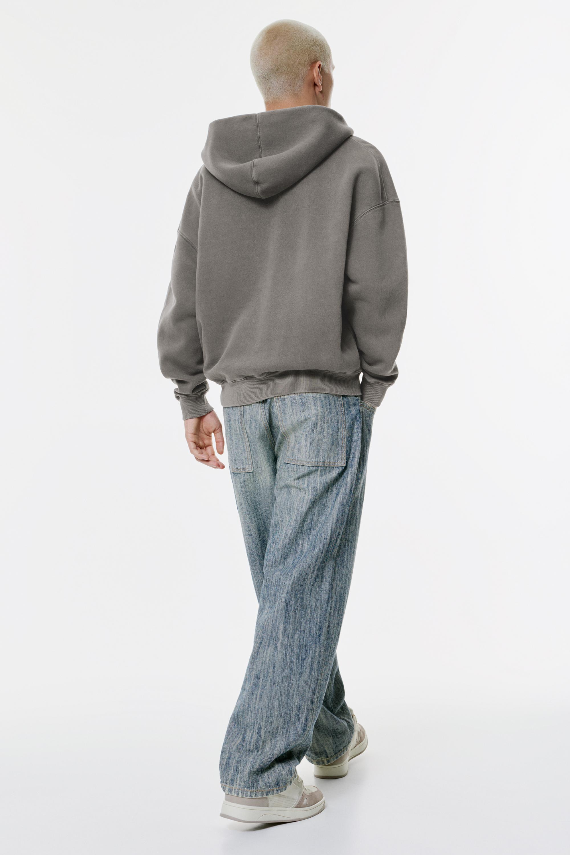 Washed boxy fit zip-up hoodie - Pull&Bear United States