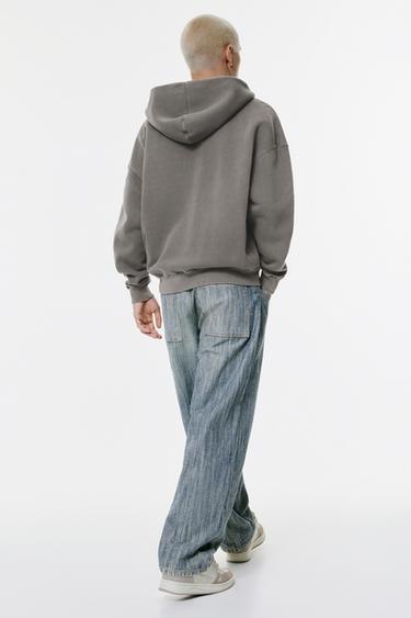 Washed boxy zip-up hoodie — Grey 2
