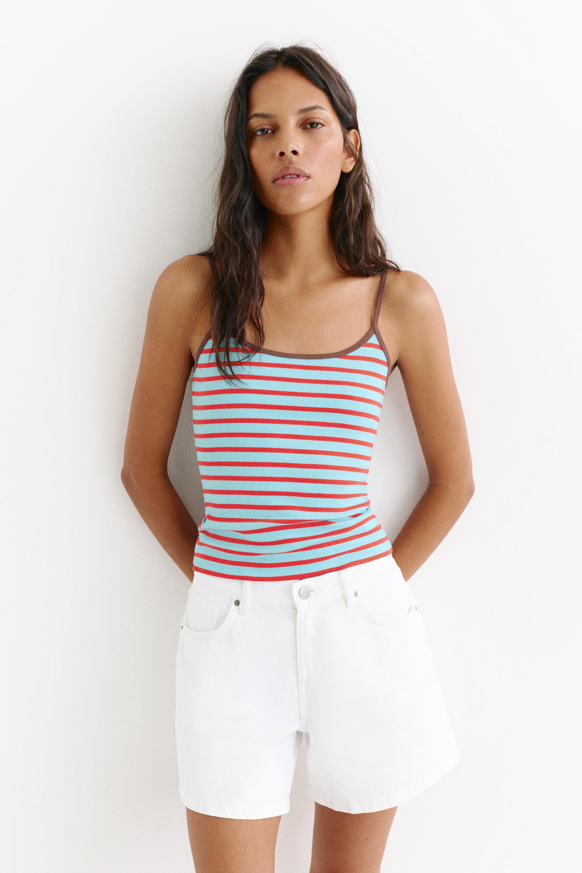 Thin strap top — Striped