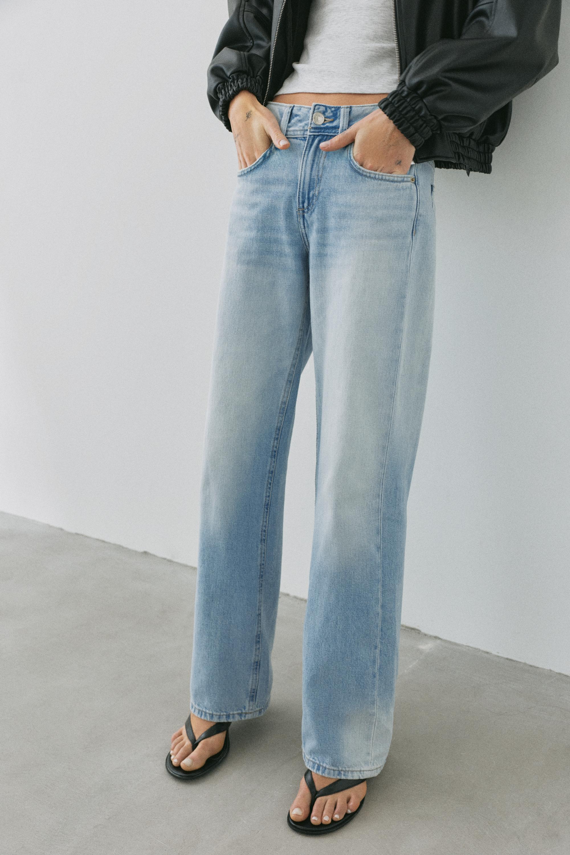 Low-rise straight-leg jeans — Sky blue