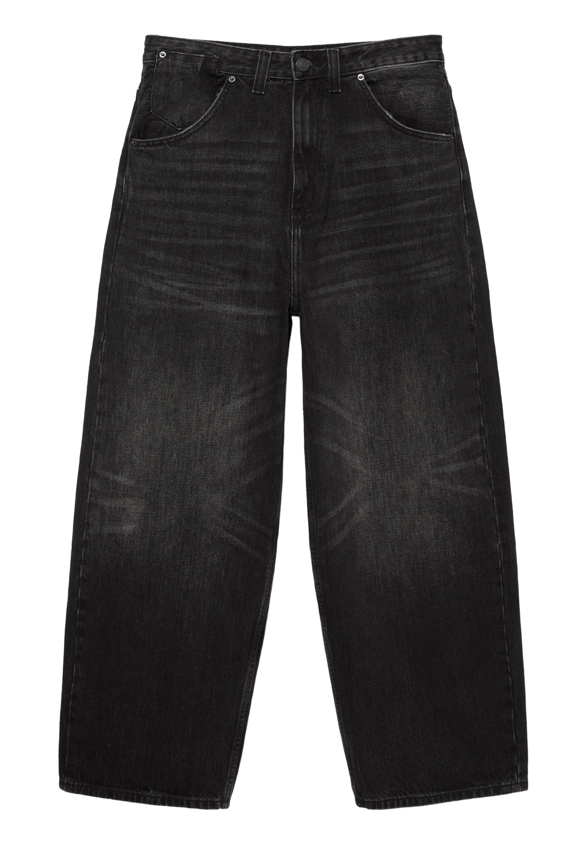 Embroidered super baggy jeans — Faded black