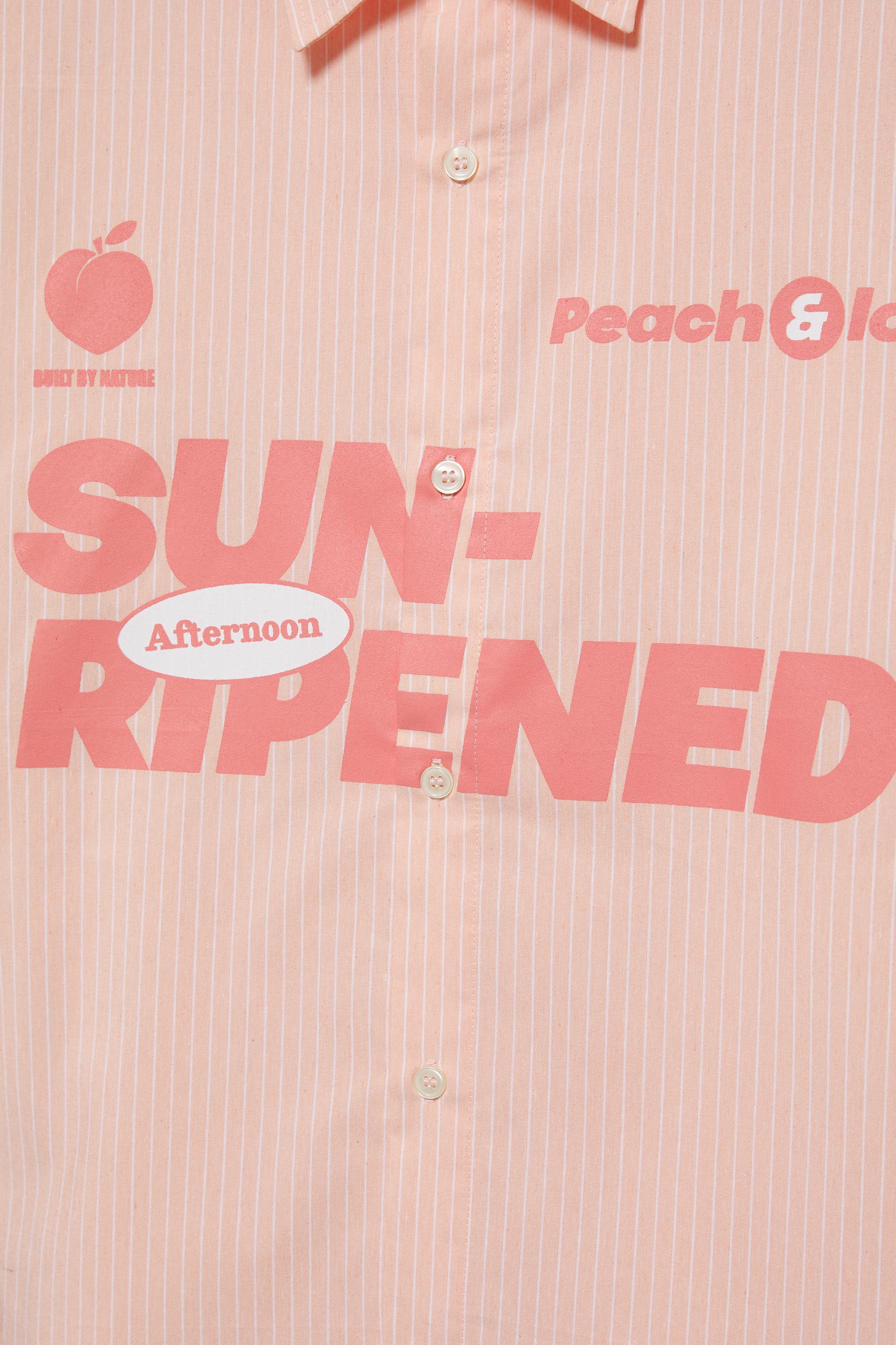 Peach striped graphic shirt — Chalk pink
