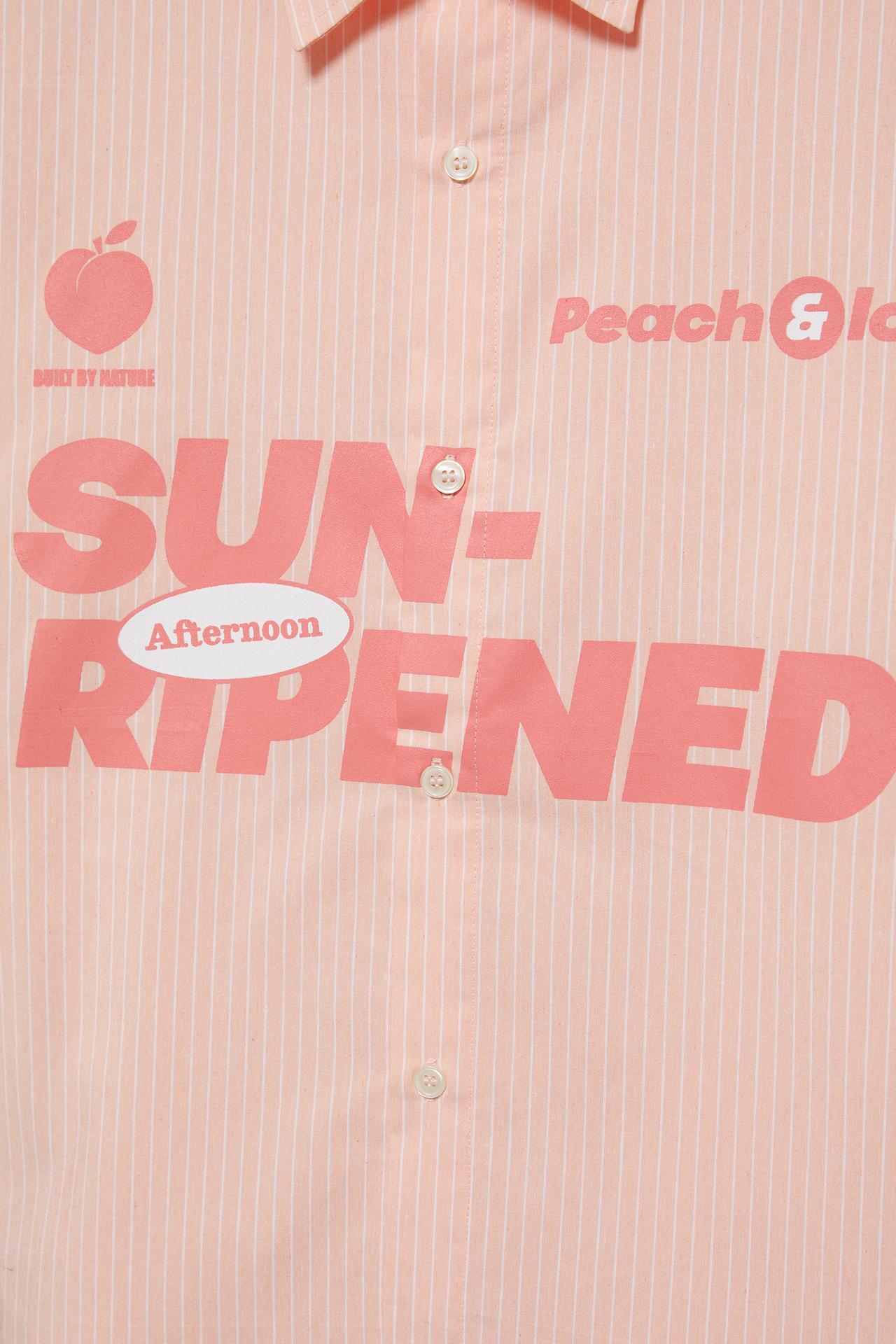 Peach striped graphic shirt — Chalk pink