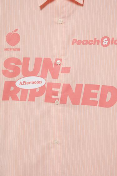 Peach striped graphic shirt — Chalk pink 8