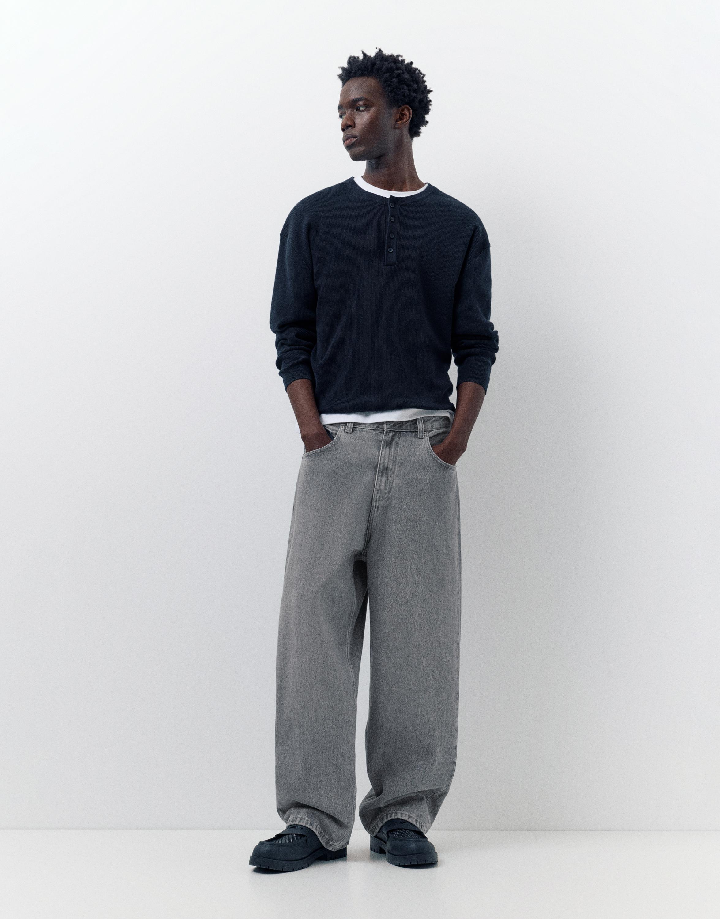 Relaxed fit baggy jeans — Pale grey