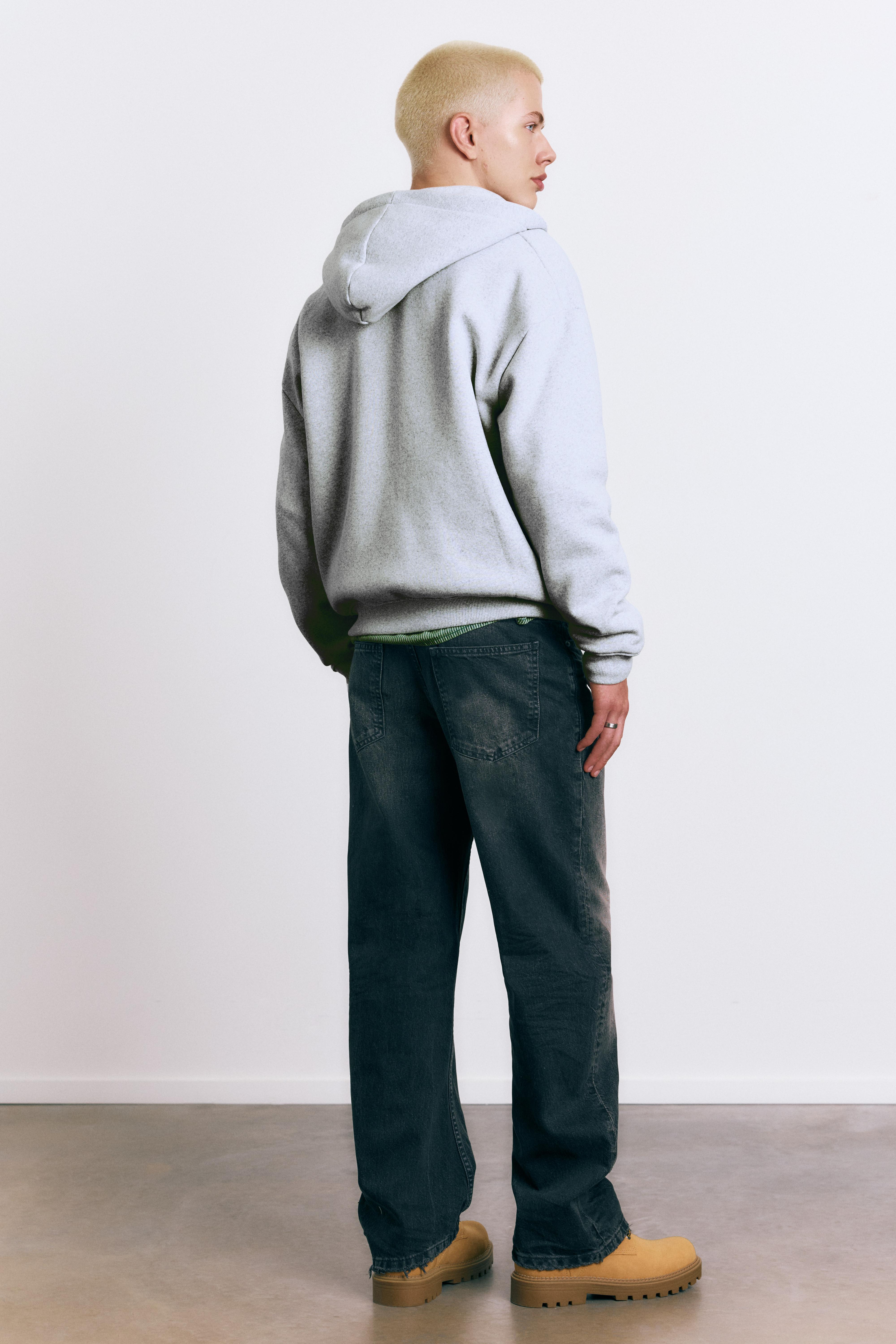 Kapüşonlu fermuarlı yazılı sweatshirt - Görsel 8