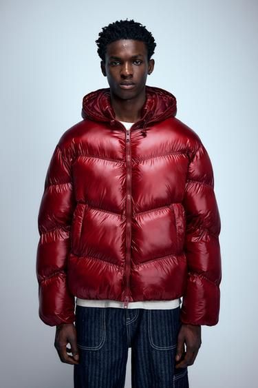 Puffer jacket with shiny finish — Burgundy 2