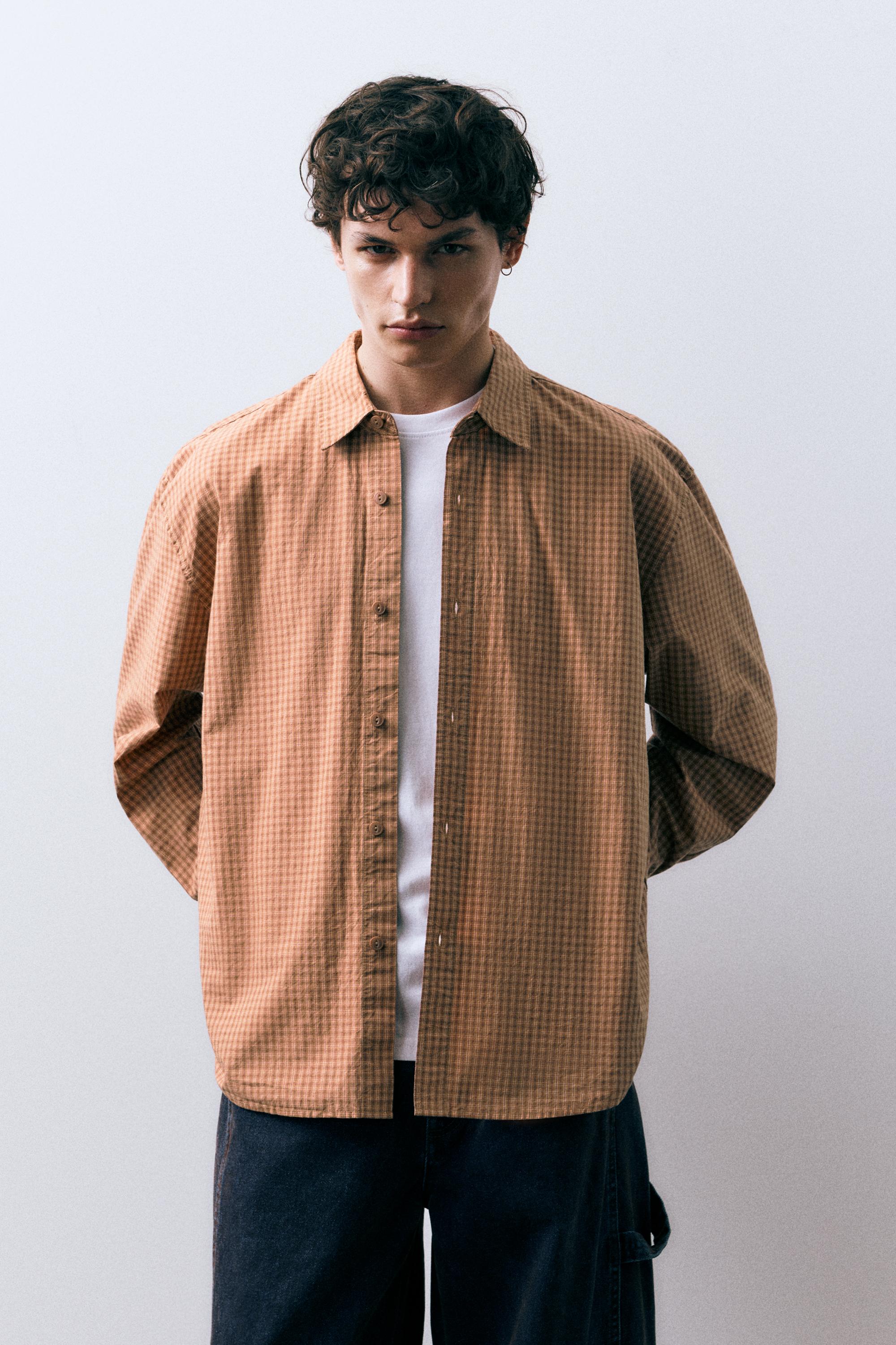 Orange check shirt — Orange