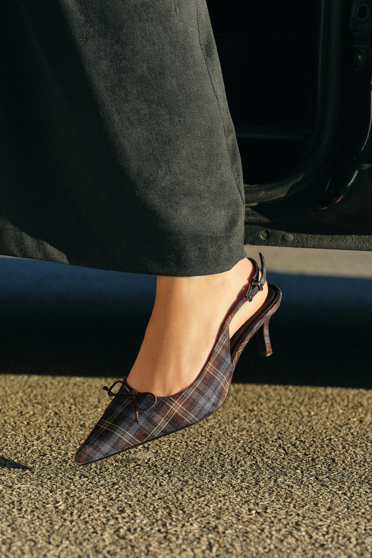 Checked slingback heels — Multi-colored