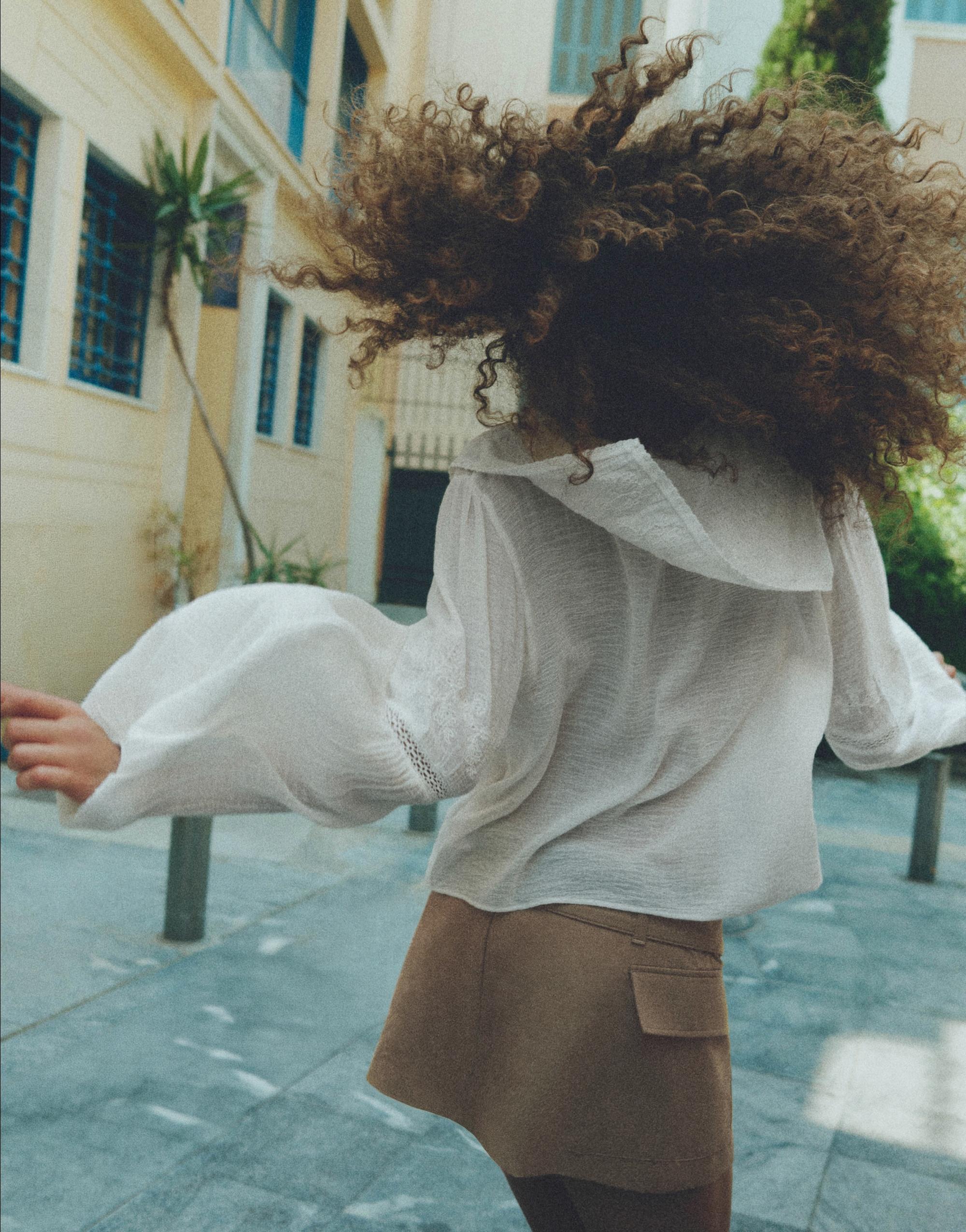 White lace trim blouse — White