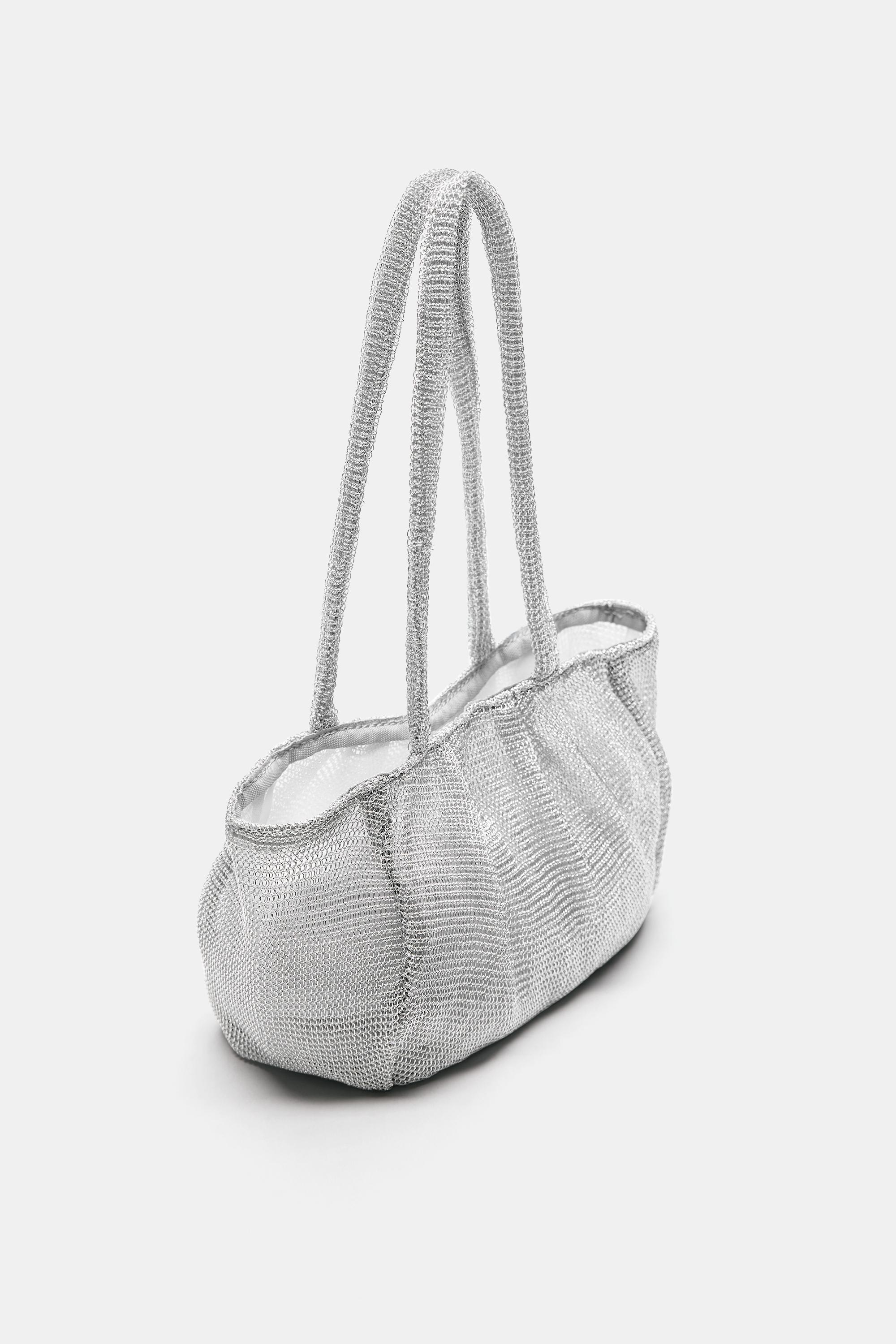 Metallic mesh shoulder bag — Silver