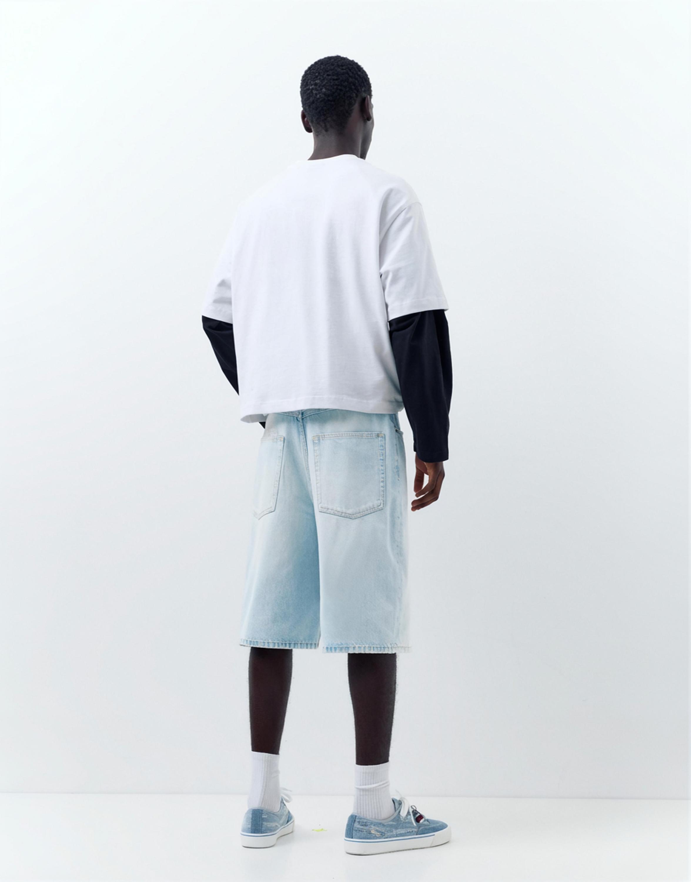 Skater denim Bermuda shorts — Pale blue