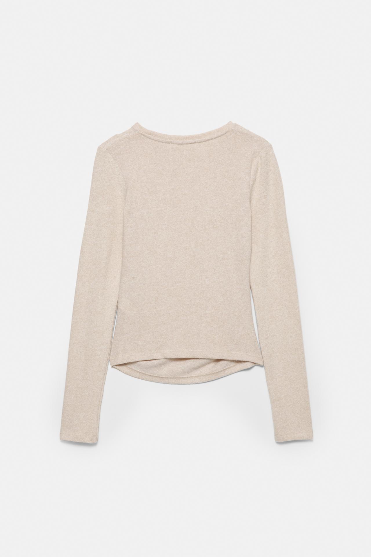 Soft touch gathered T-shirt — Ecru