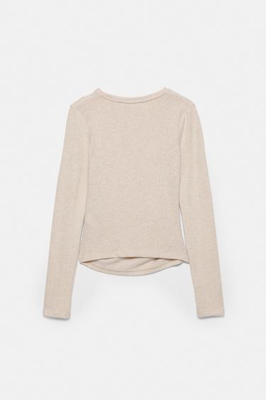 Soft touch gathered T-shirt — Ecru 7