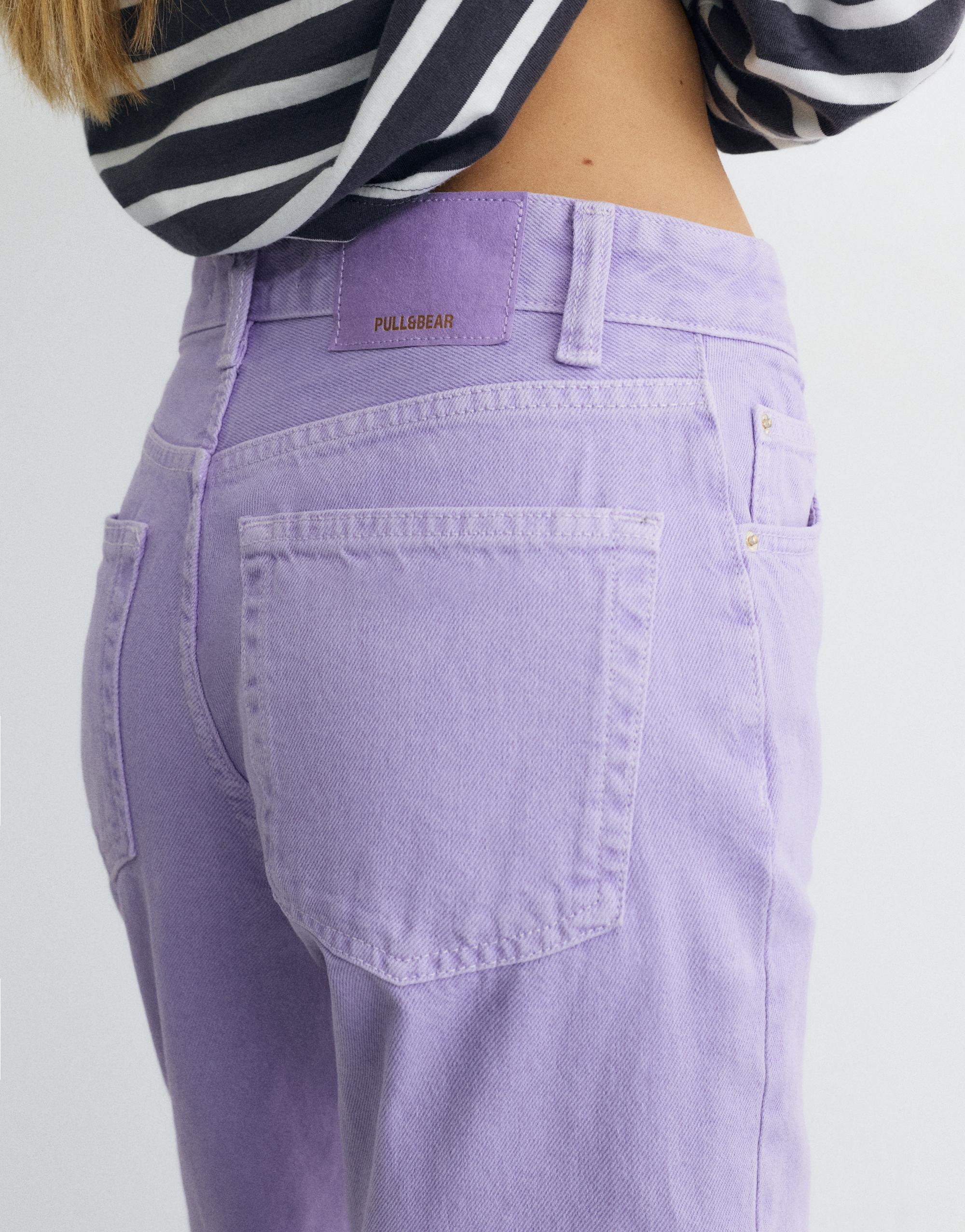 High-waist wide straight-leg jeans — Lilac