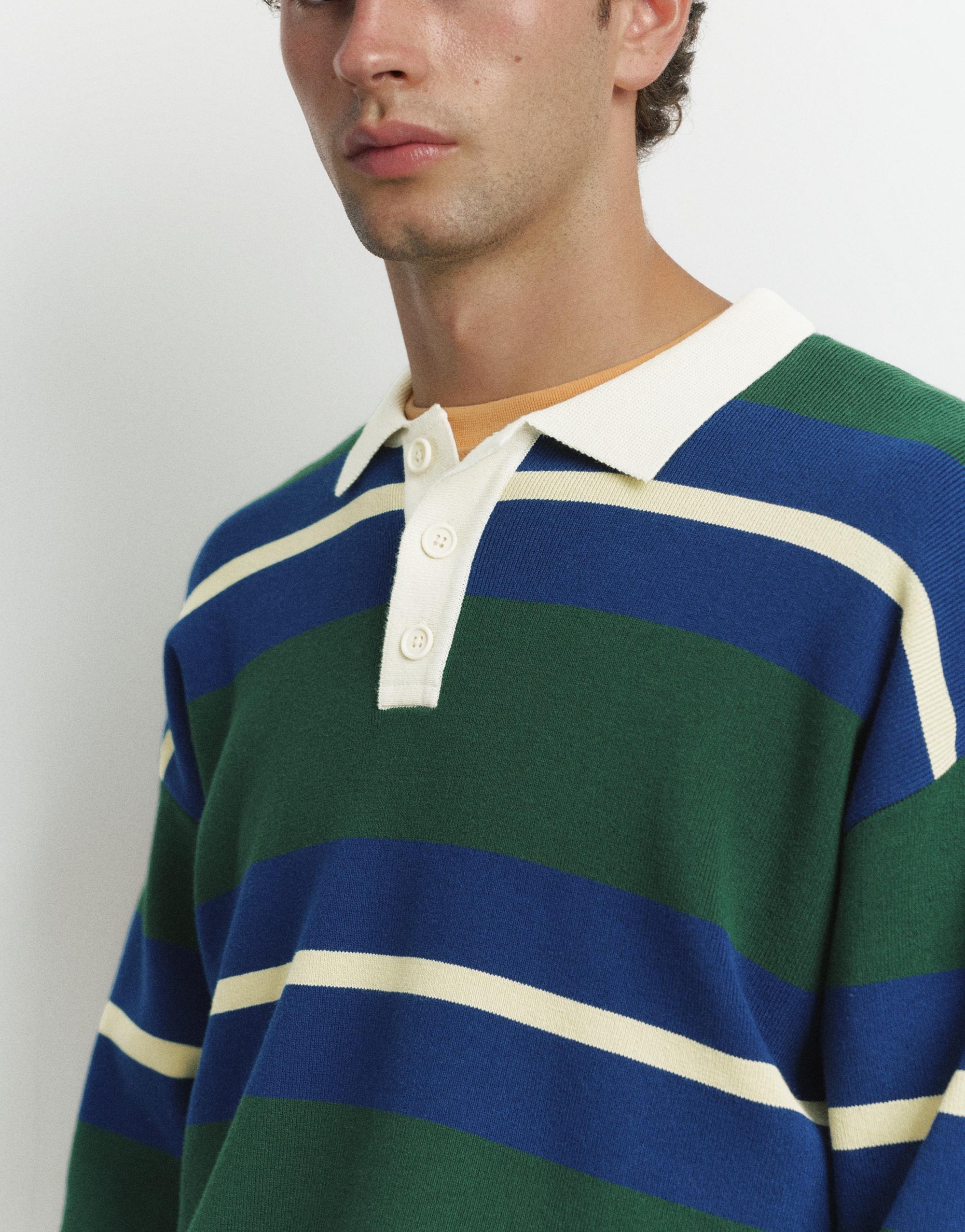 Striped knit polo shirt — Bottle