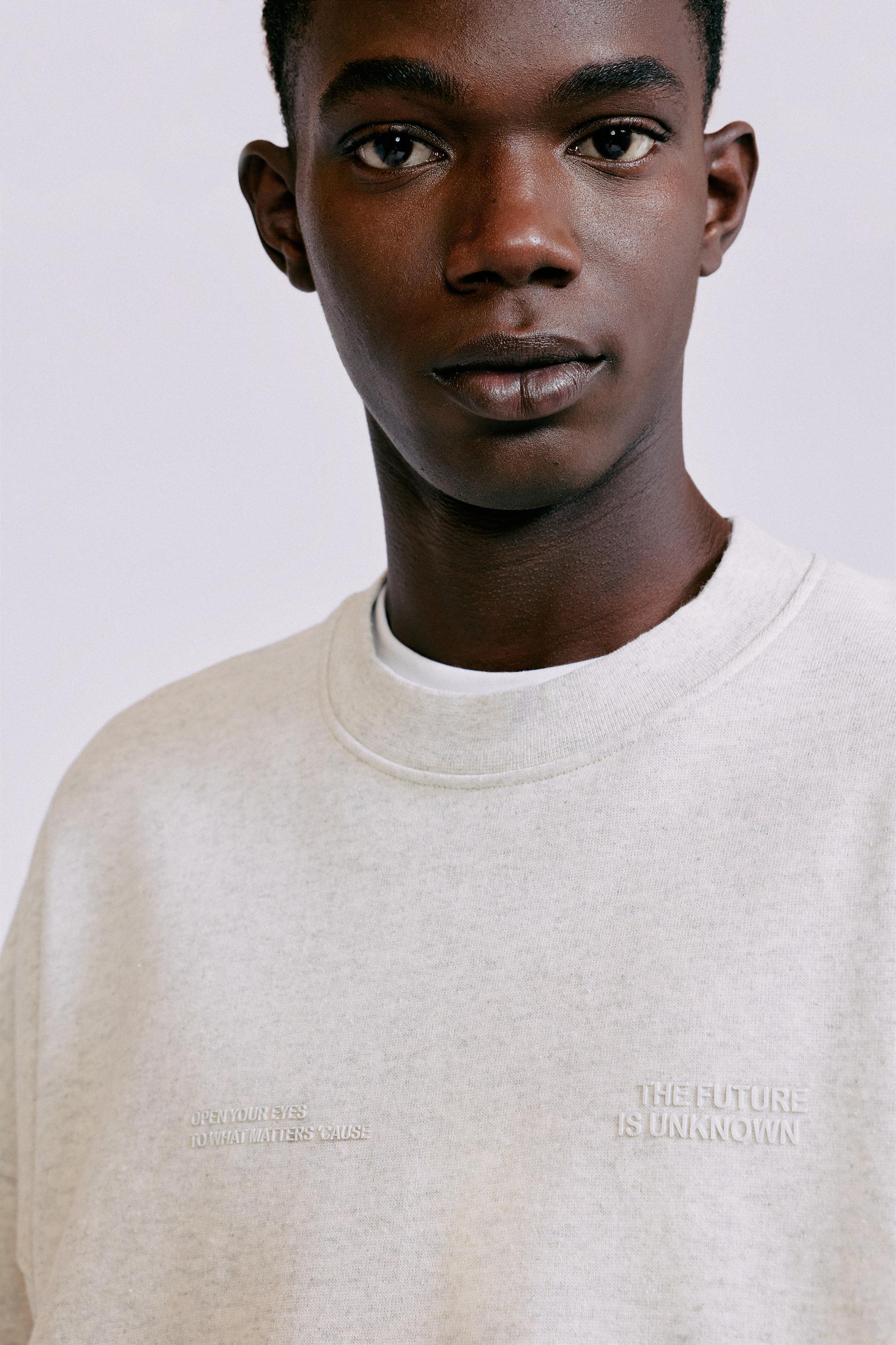 Contrast rib round neck sweatshirt — Grey marl