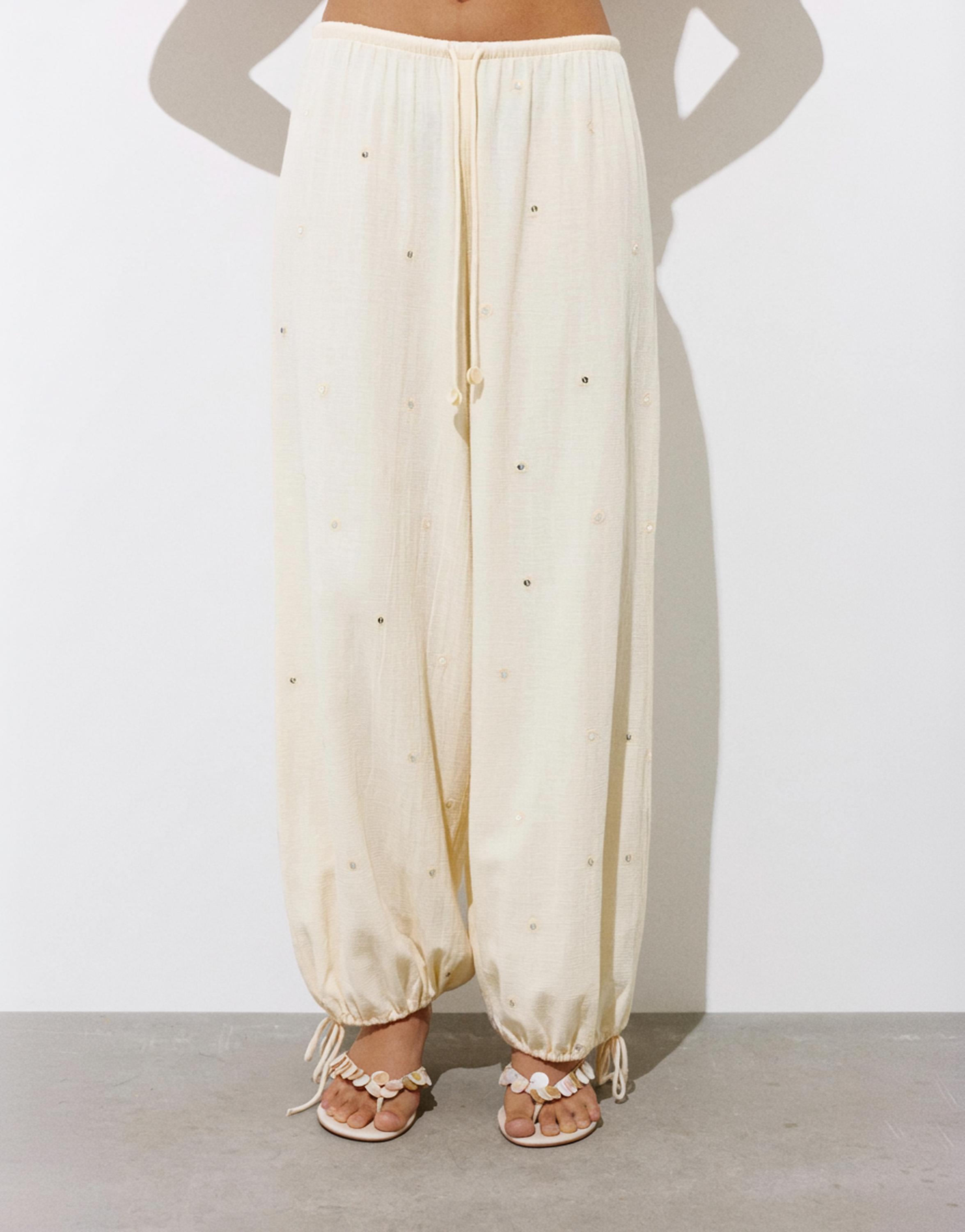 Sarouel trousers with mirrors — Vanilla