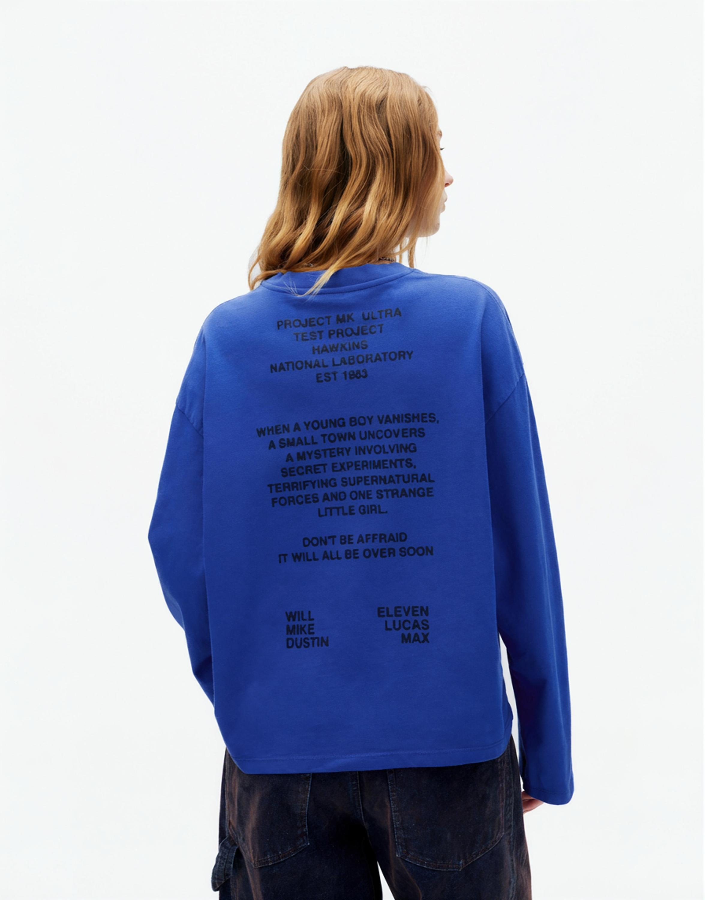 Mavi Stranger Things tişört - Görsel 11