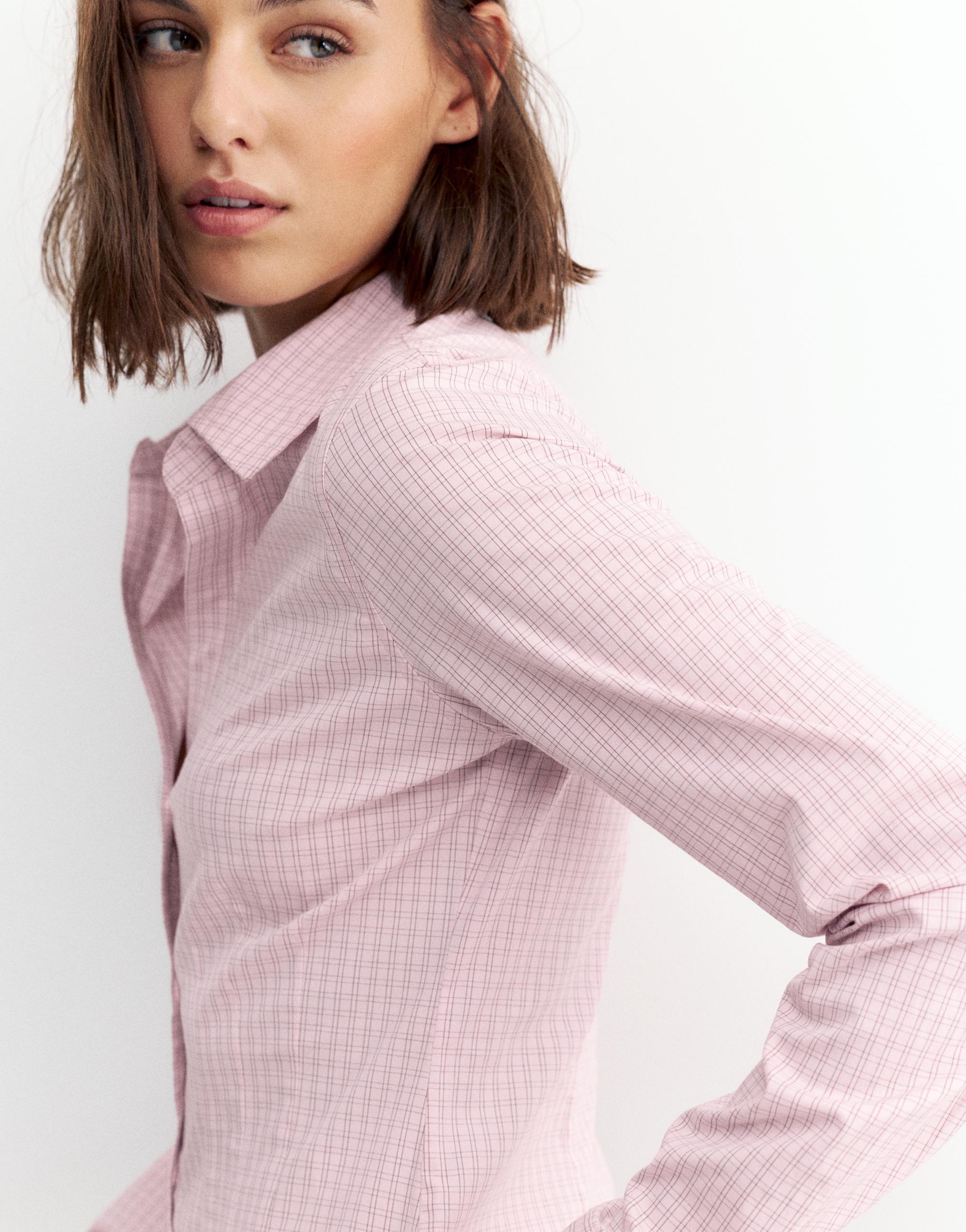 Fitted wide-cuff shirt — Pink