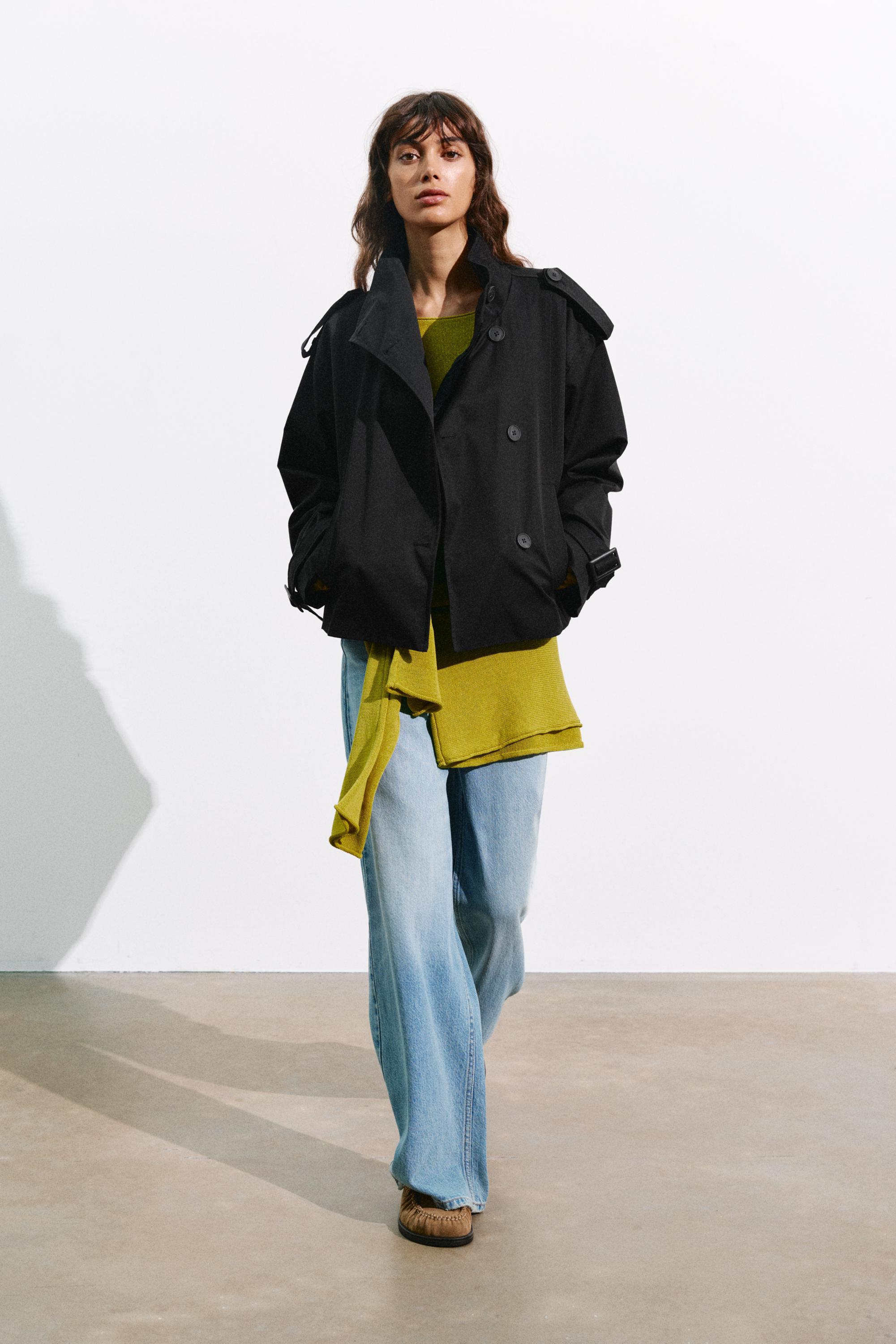 Short belted trench coat — Black