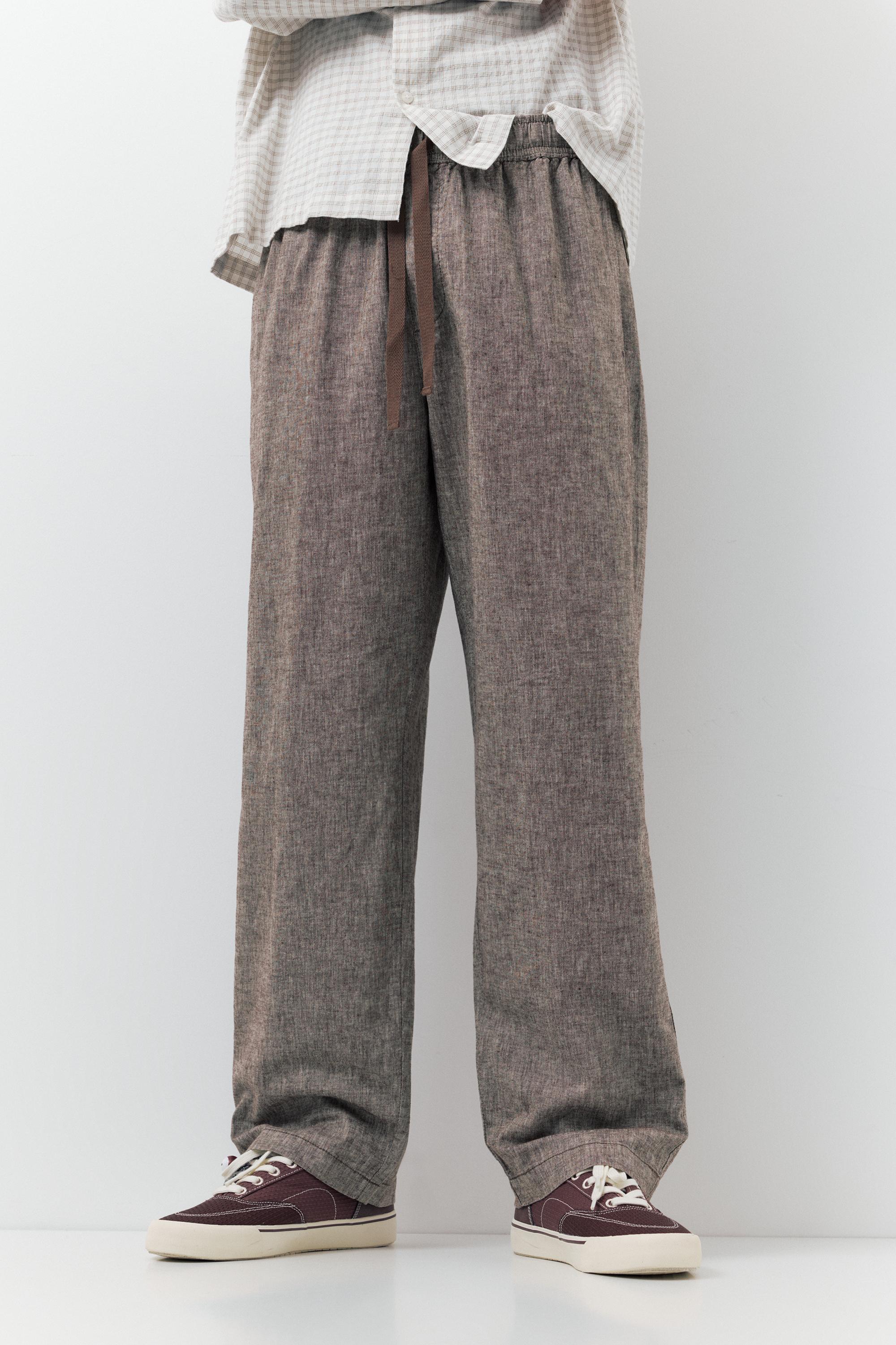 Linen blend jogger trousers — Chocolate