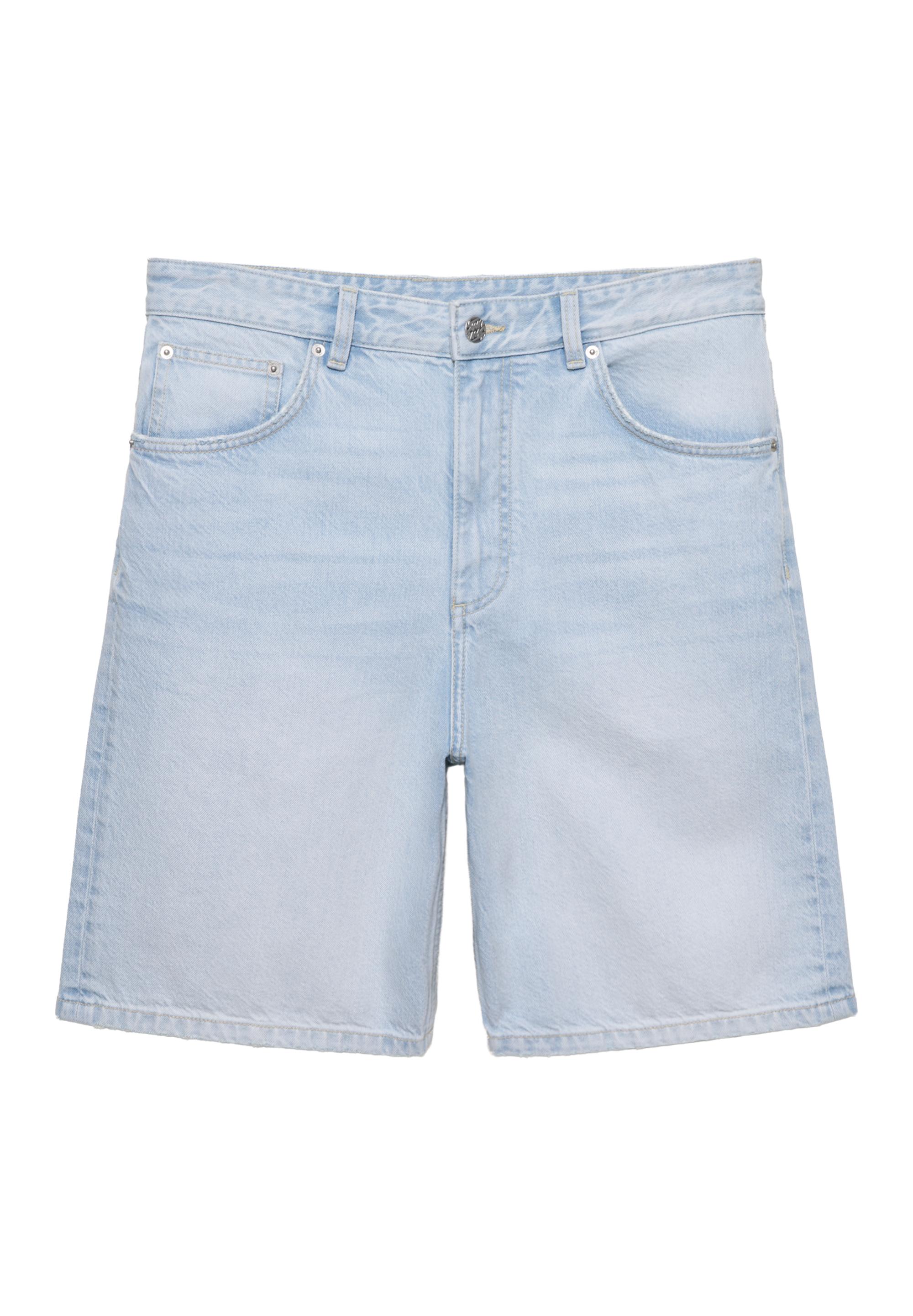 Baggy denim Bermuda shorts — Pale indigo