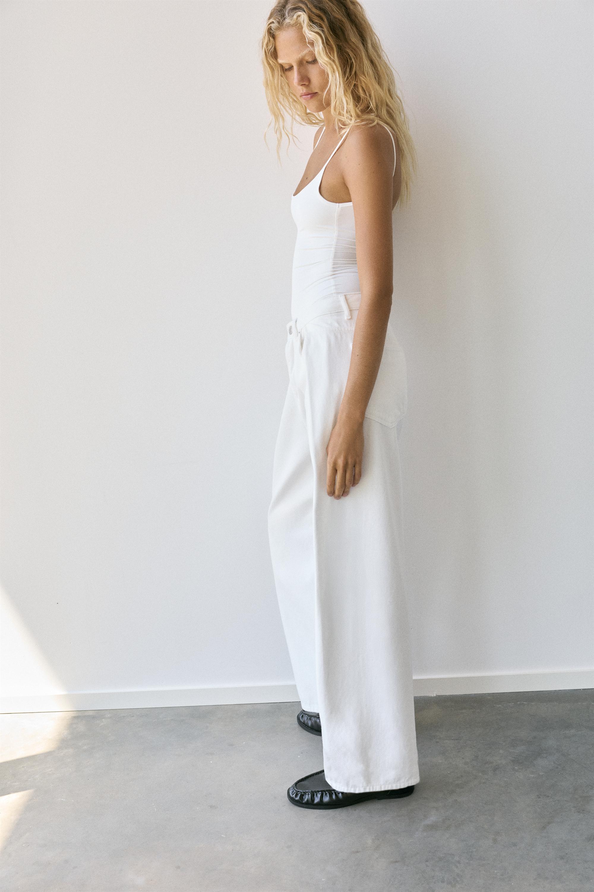 Polyamide bodysuit with thin straps — White