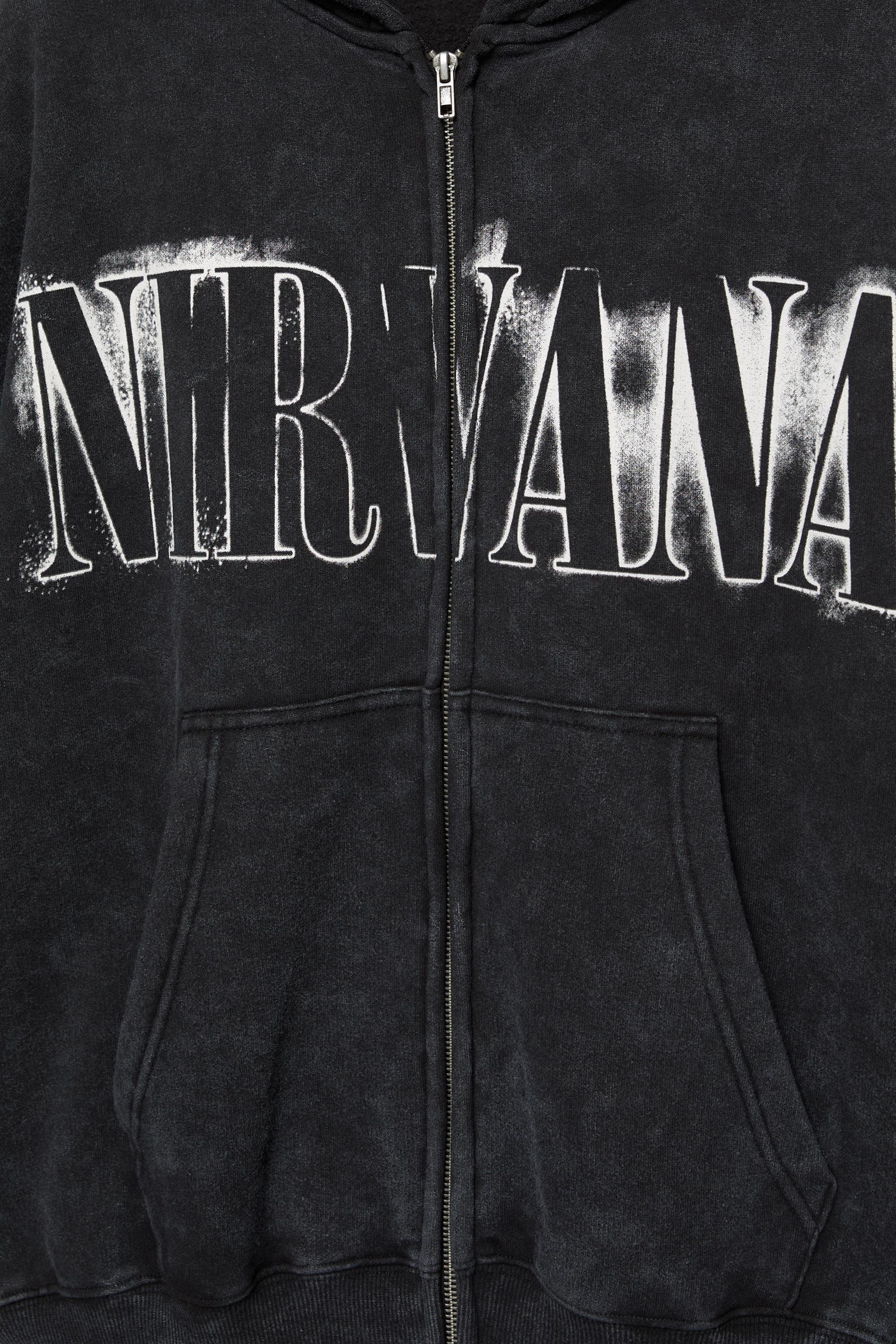 Nirvana fermuarlı kapüşonlu sweatshirt - Görsel 5