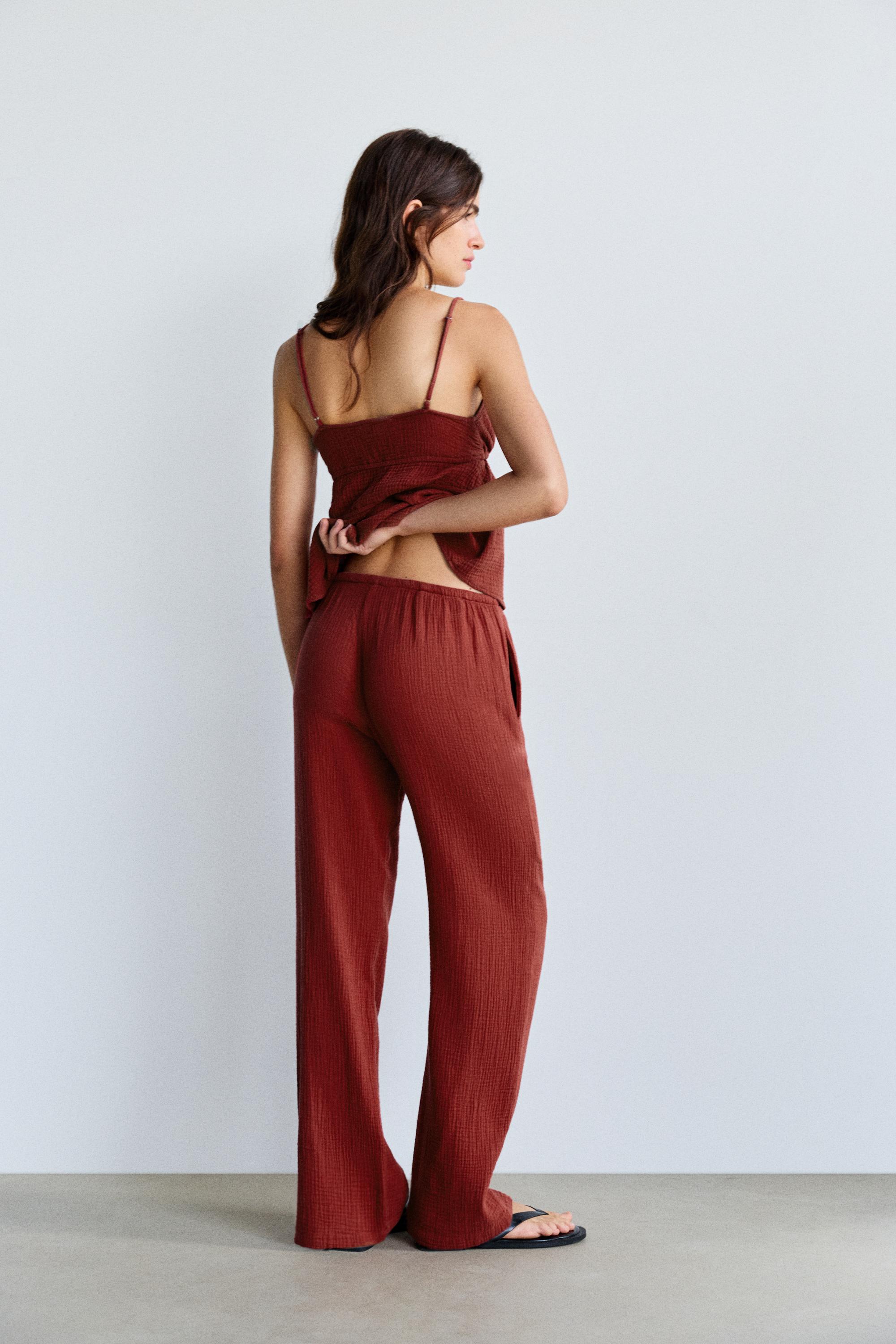 Flowing crepe trousers — Russet