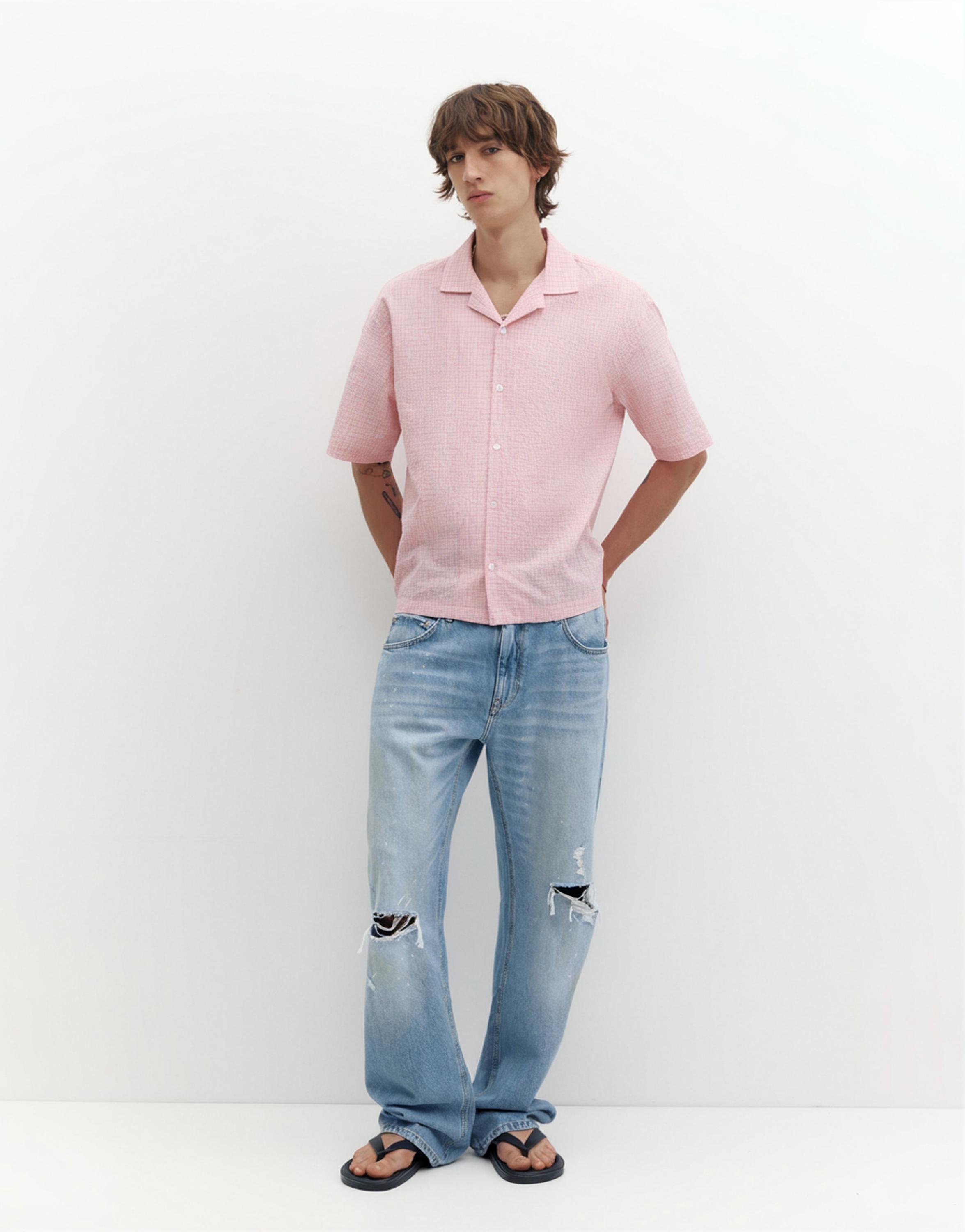 Short sleeve check shirt — Pink