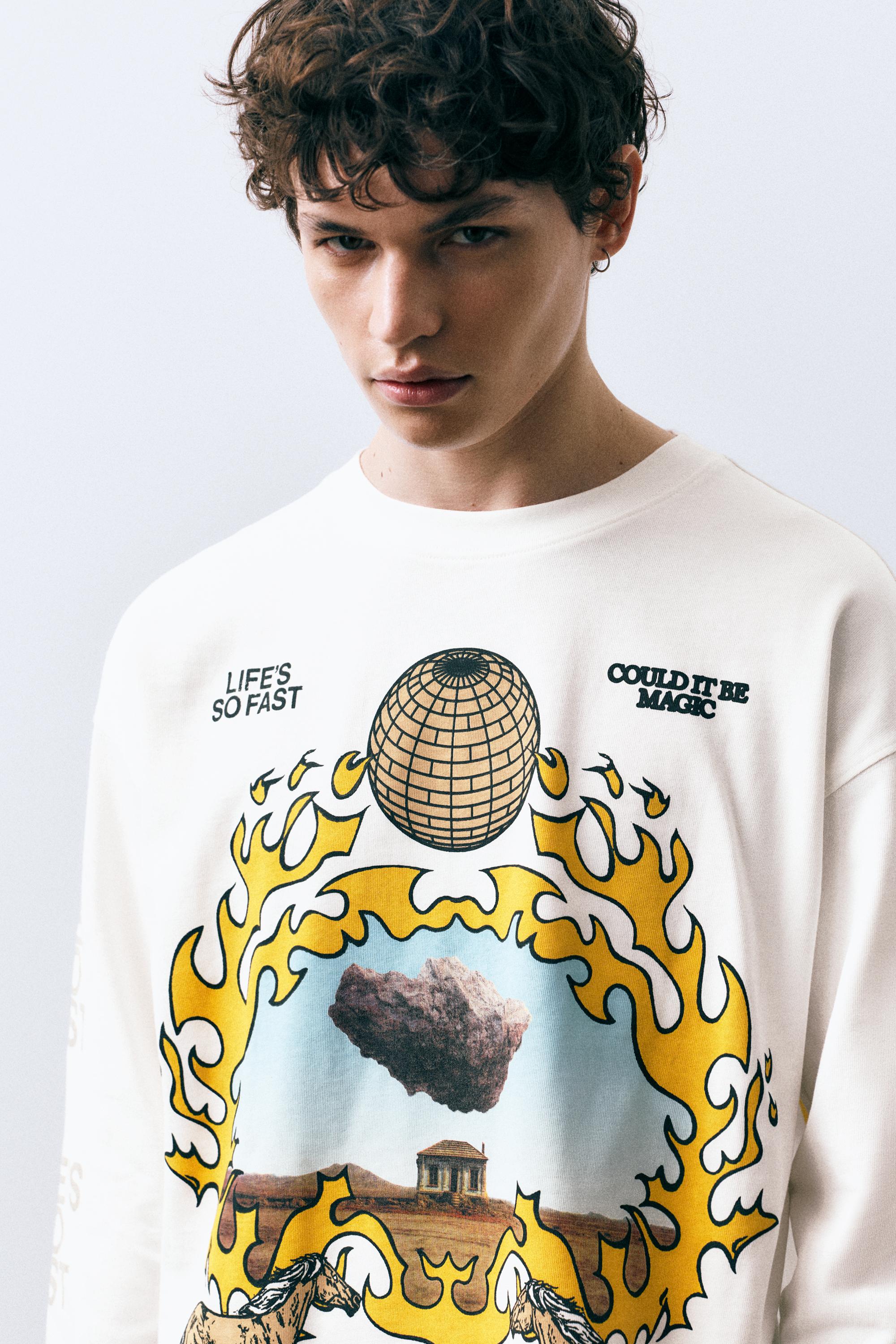 Uzun kollu grafik baskılı tişört - Görsel 10