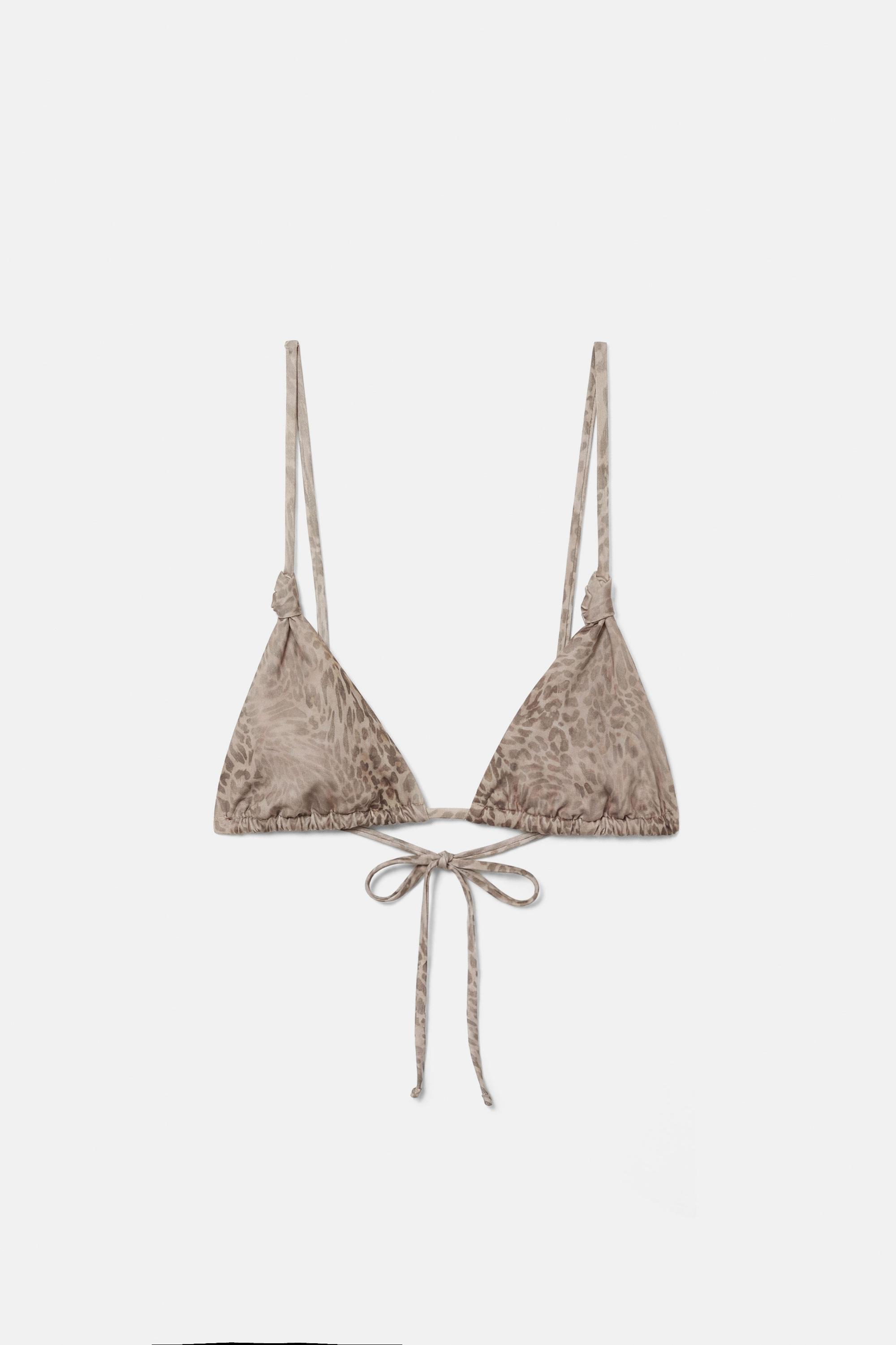 Leopar desenli üçgen bikini üstü - Görsel 9