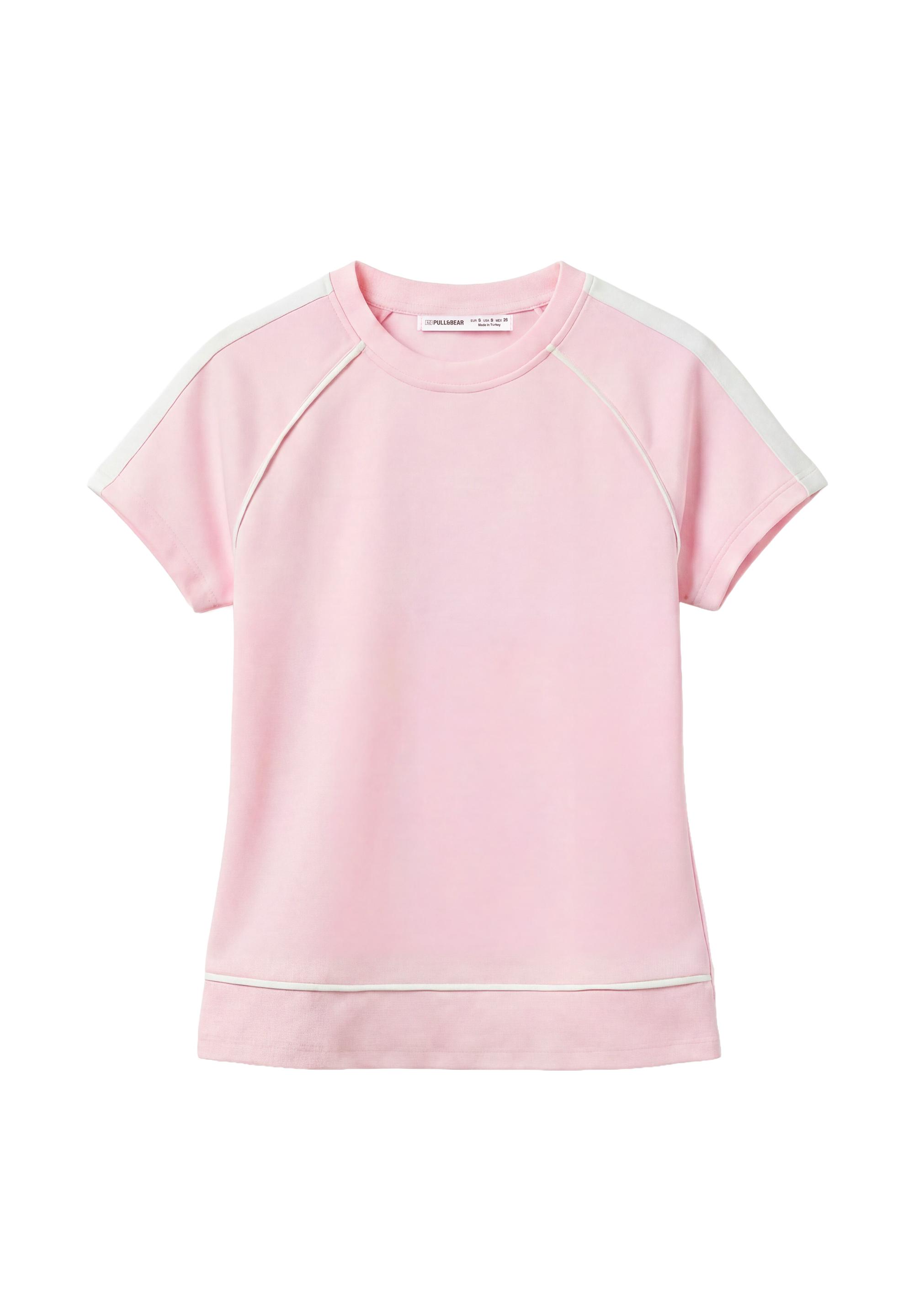 Short sleeve T-shirt with trims — Pink