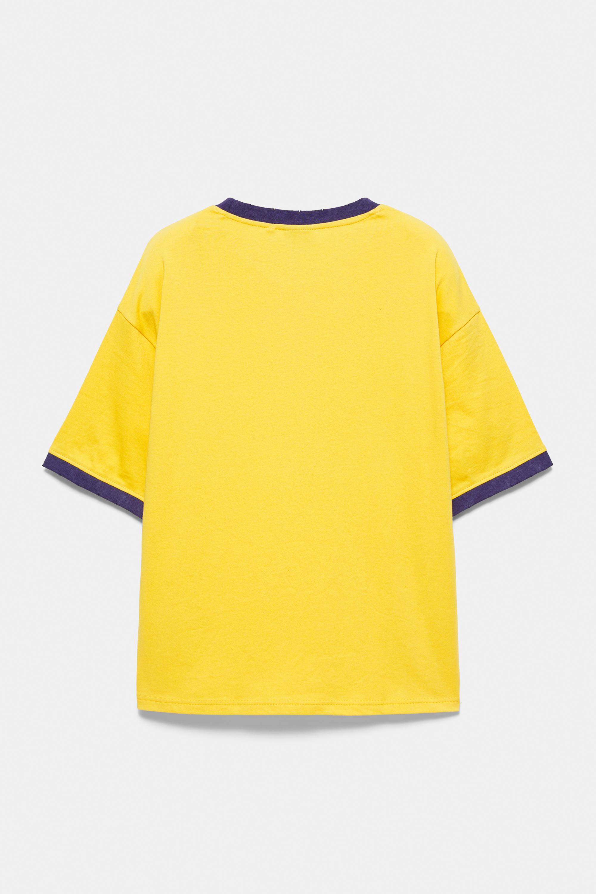 Graphic print T-shirt with trims — Yellow