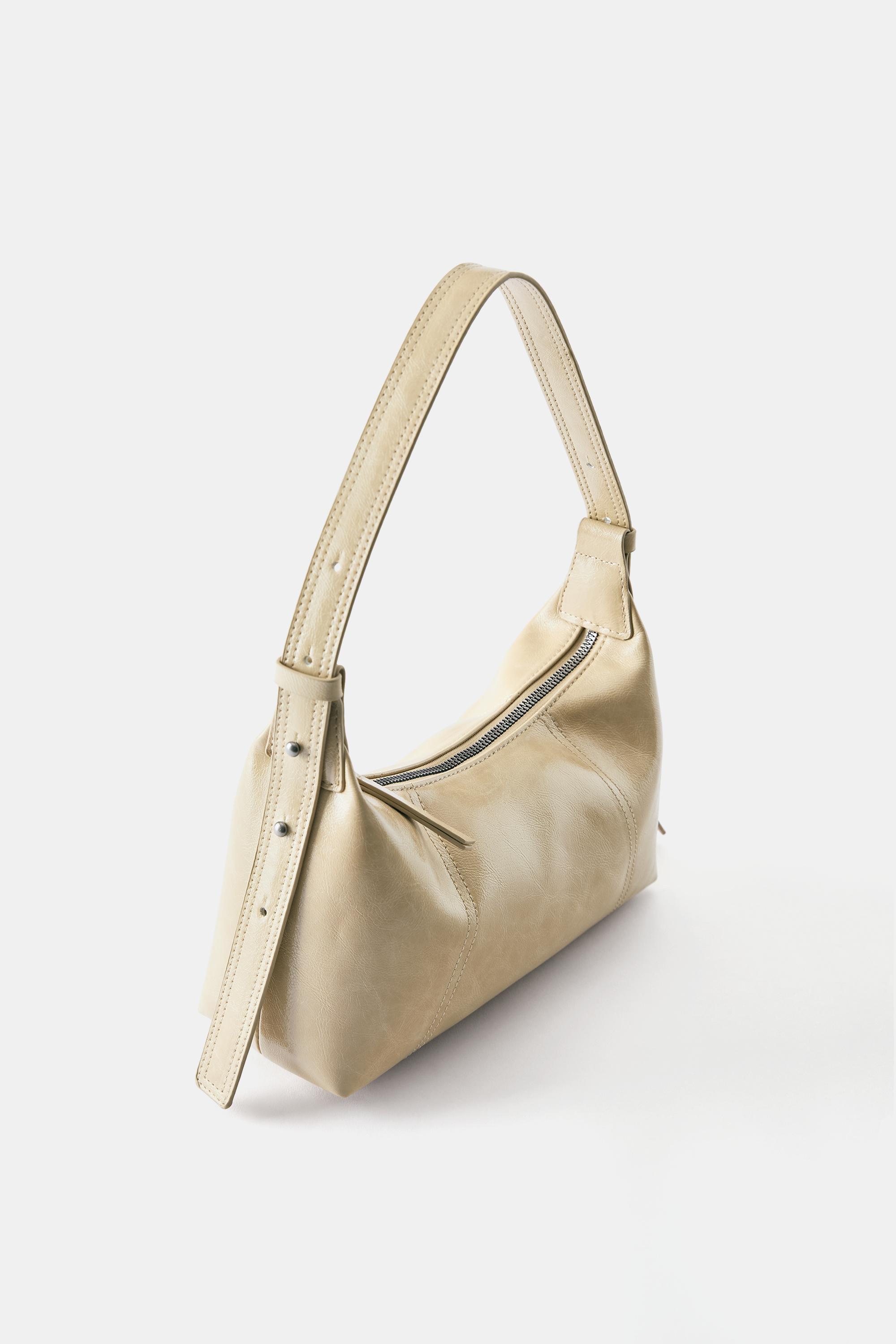 Crackled shoulder bag — Beige