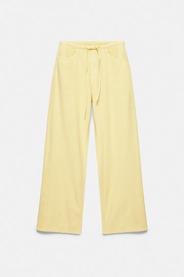 Yellow straight jeans with drawstring — Yellow 2