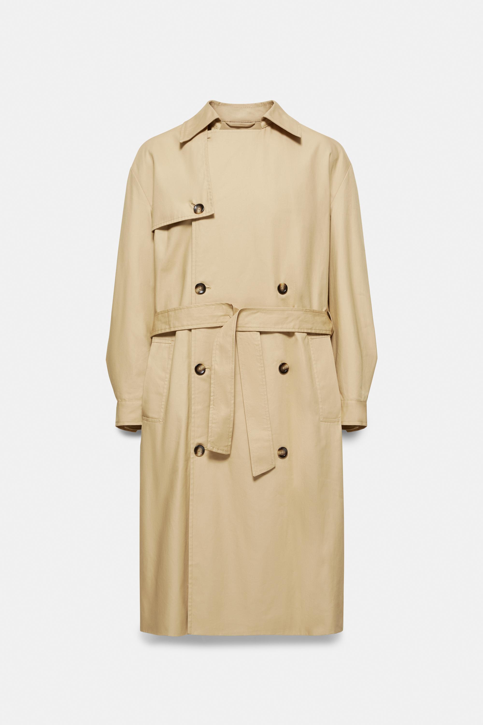 Long belted trench coat — Sand