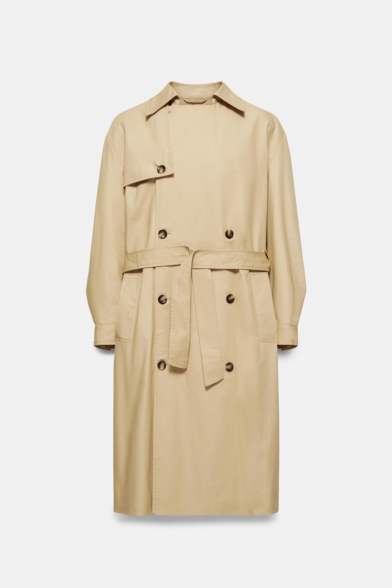 Long belted trench coat — Sand