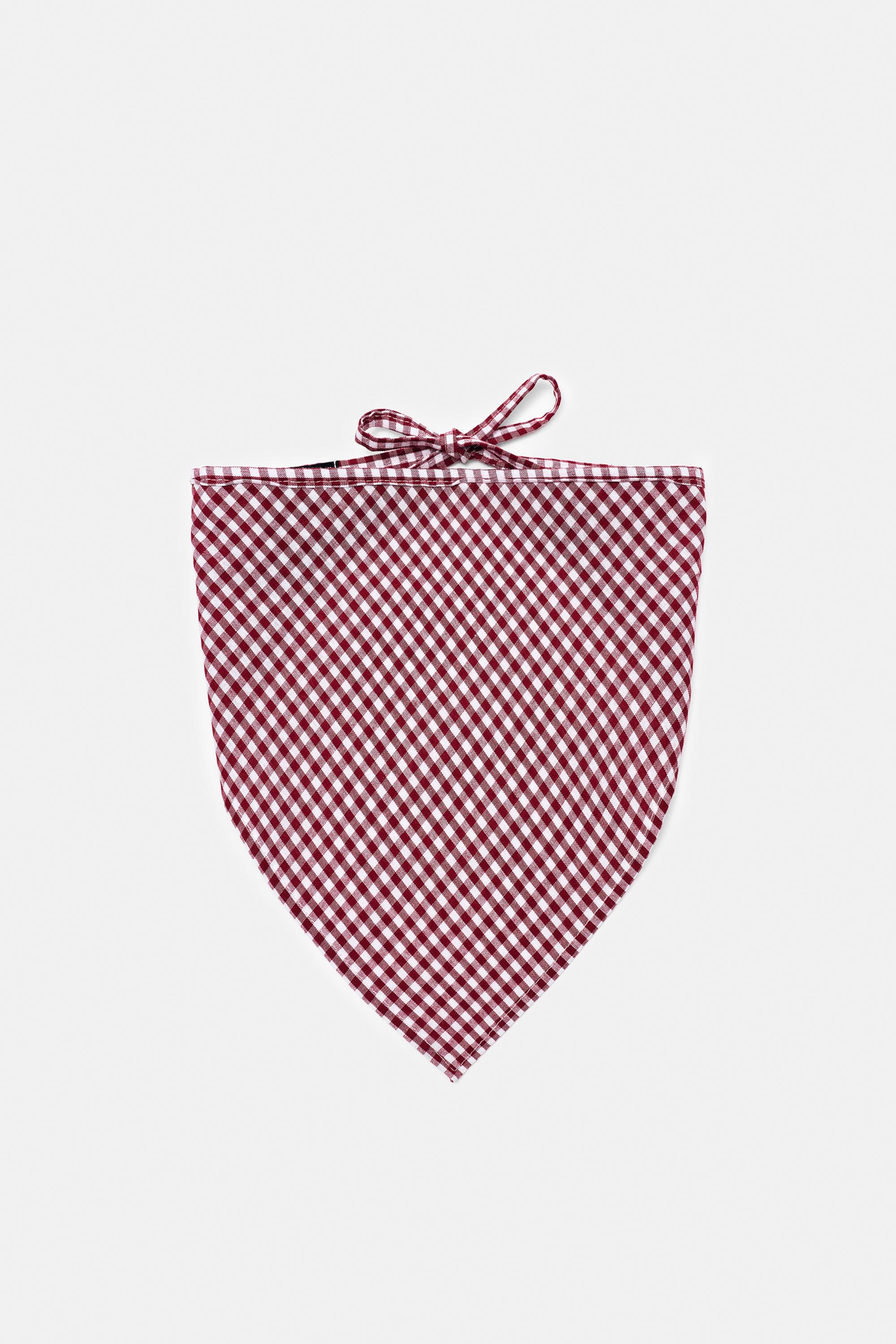 Gingham check bandanna scarf — Red