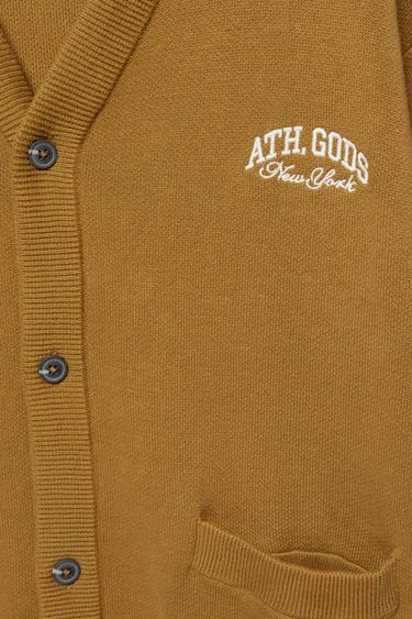 Embroidered varsity cardigan — Tobacco brown 8