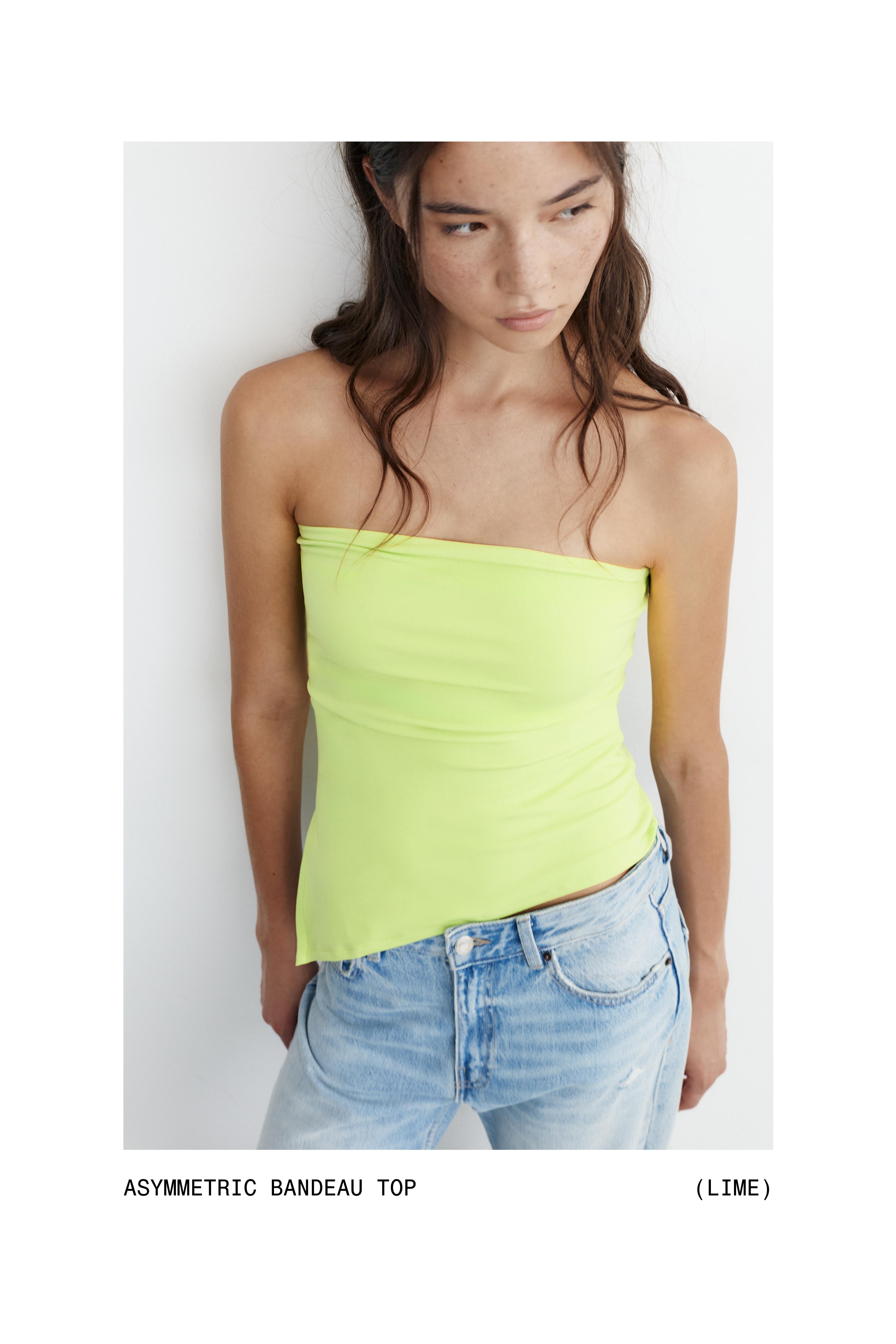 Asymmetric bandeau top — Lime