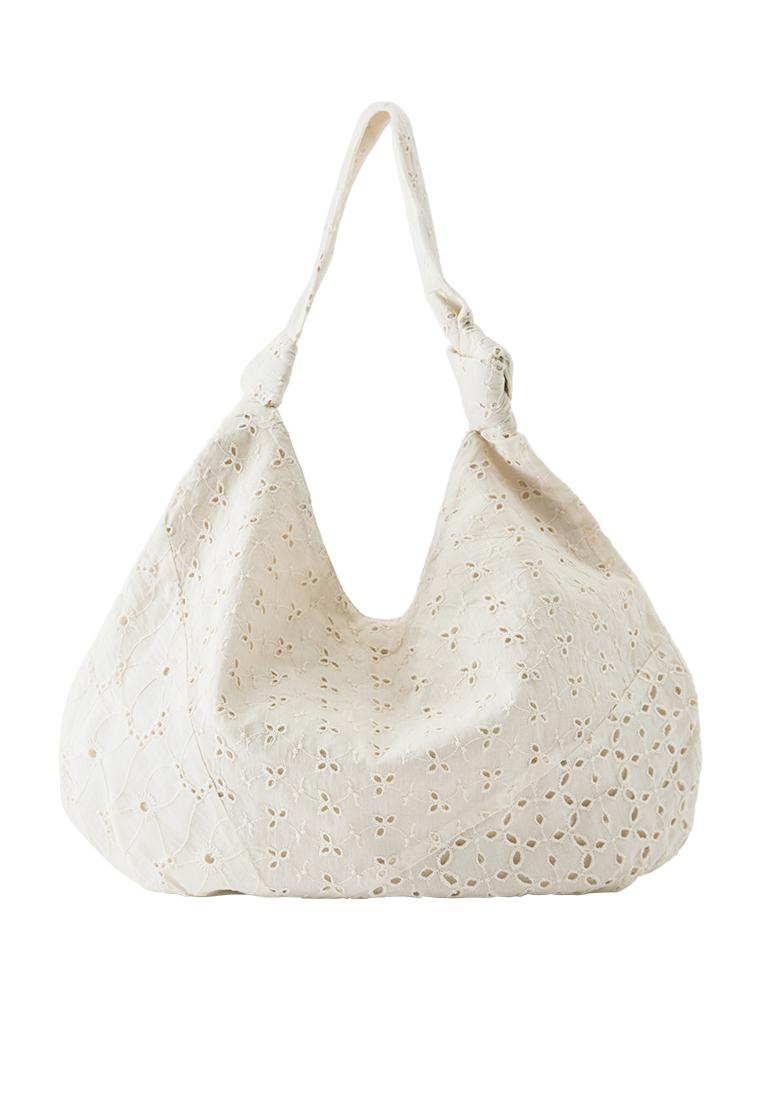 Embroidered tote bag — Ecru