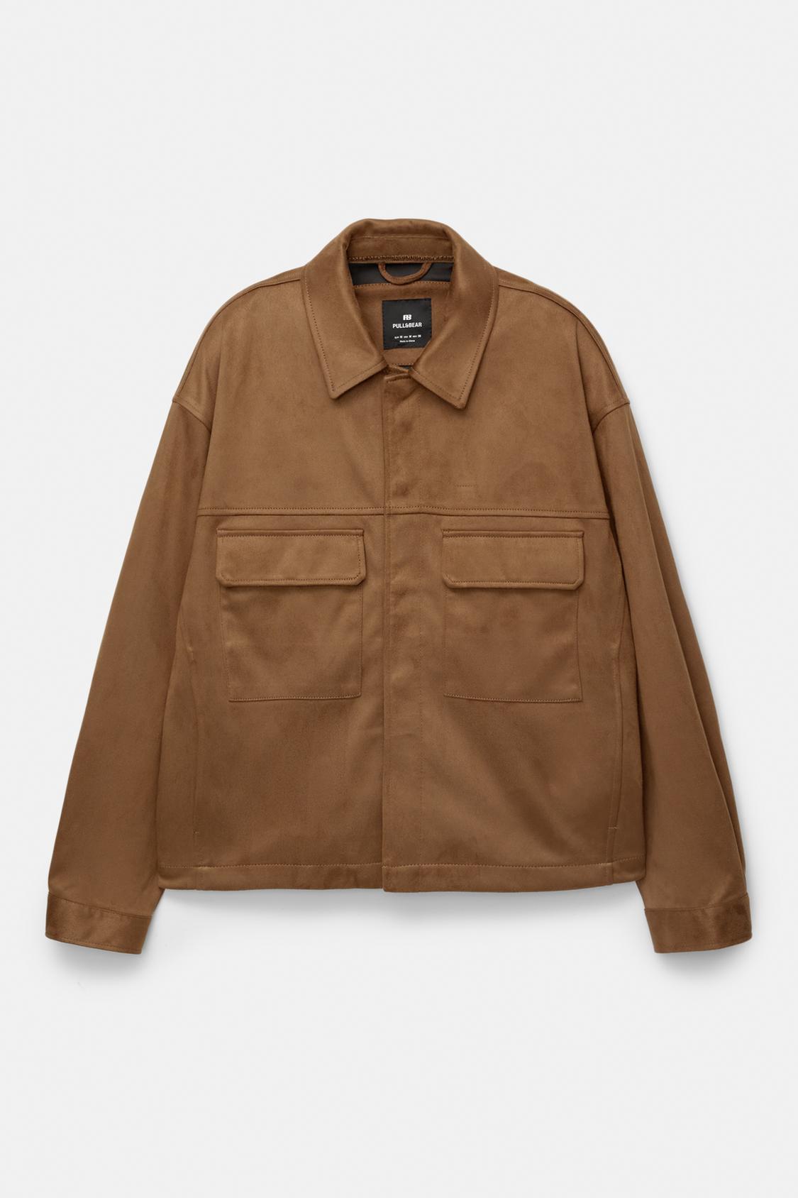 Pull&bear Wildlederimitat Jacke Waschen Leichte Veloursjacke