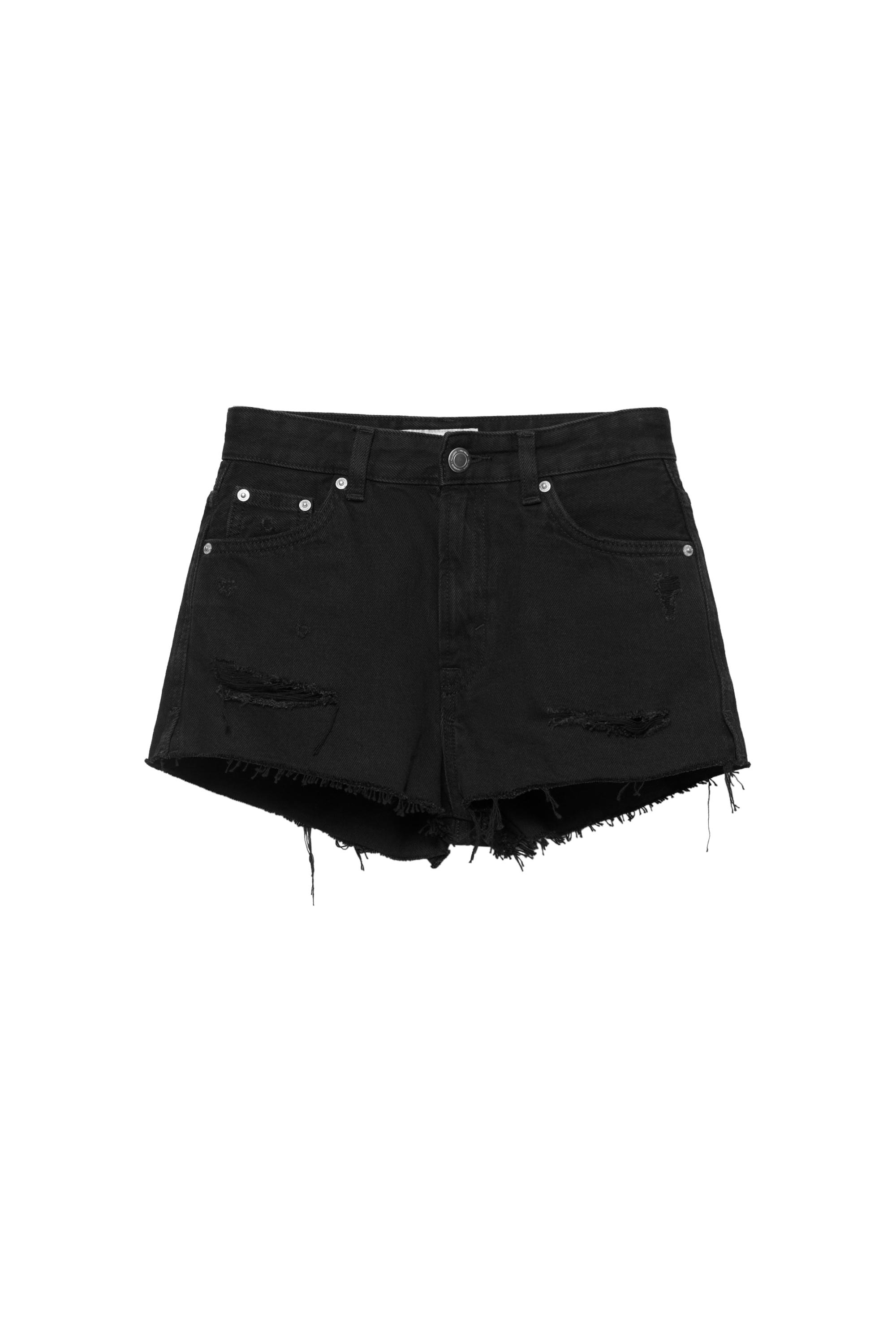 Mom fit yırtık denim şort