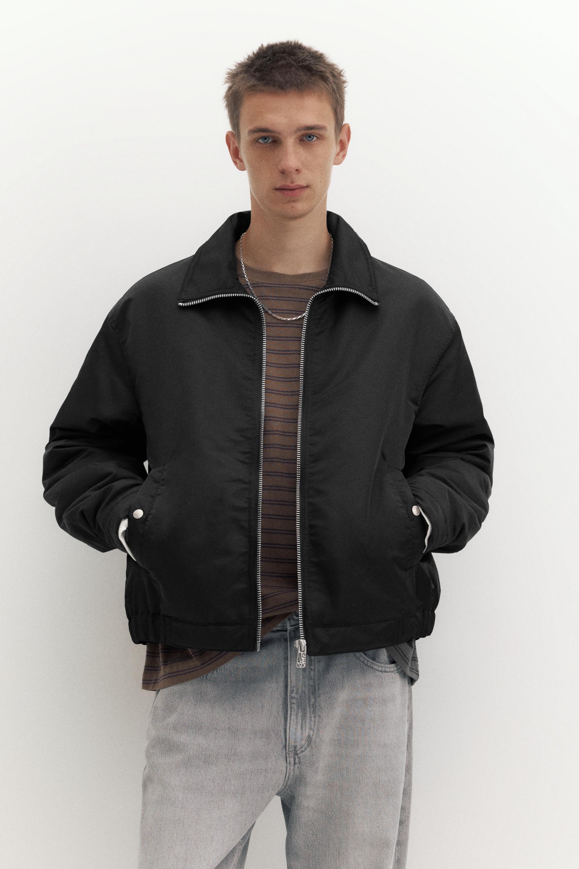 Shirt collar bomber jacket — Black